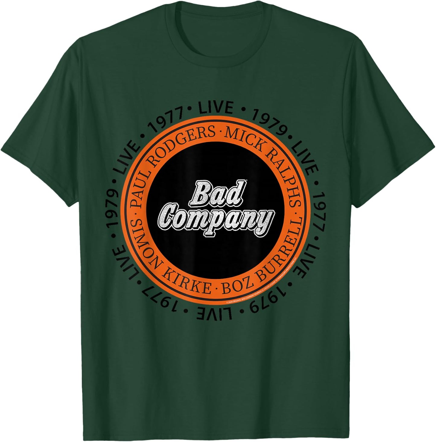 Official Bad Company Band Circle 1977 1979 Live T-Shirt - T-Shirt | Forest