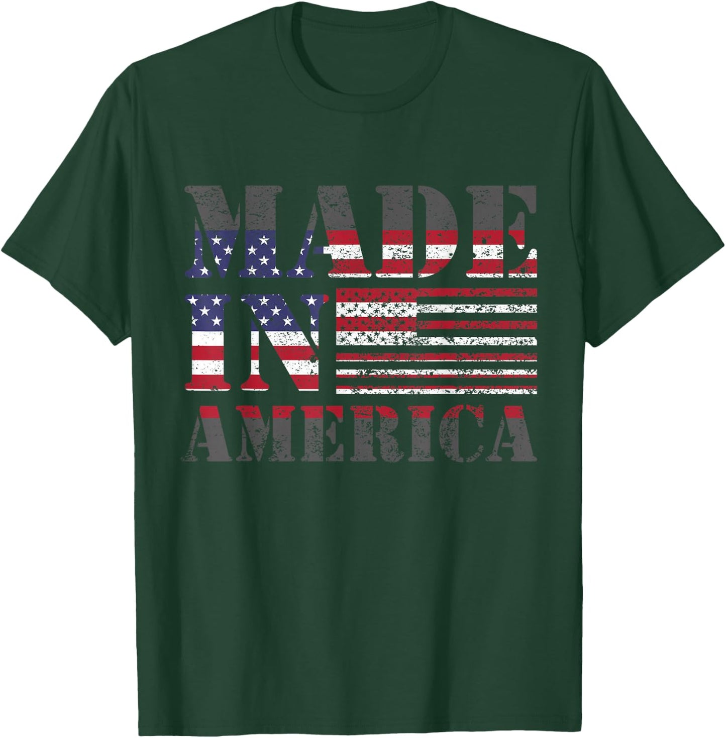 Made in America Born and Raised American Flag T-Shirt - T-Shirt | Forest