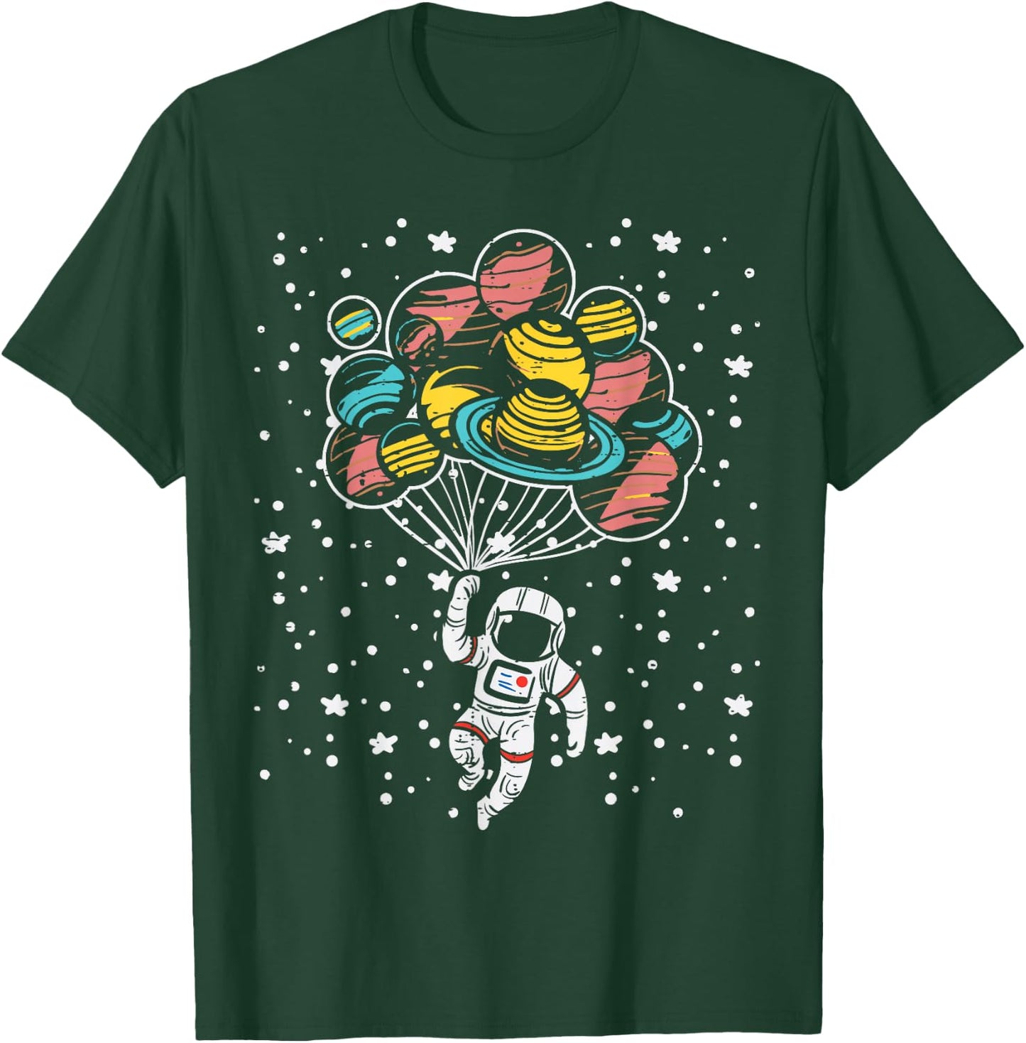 Astronaut Holding Planet Balloons Space Toddler Boys Kids T-Shirt - T-Shirt | Forest
