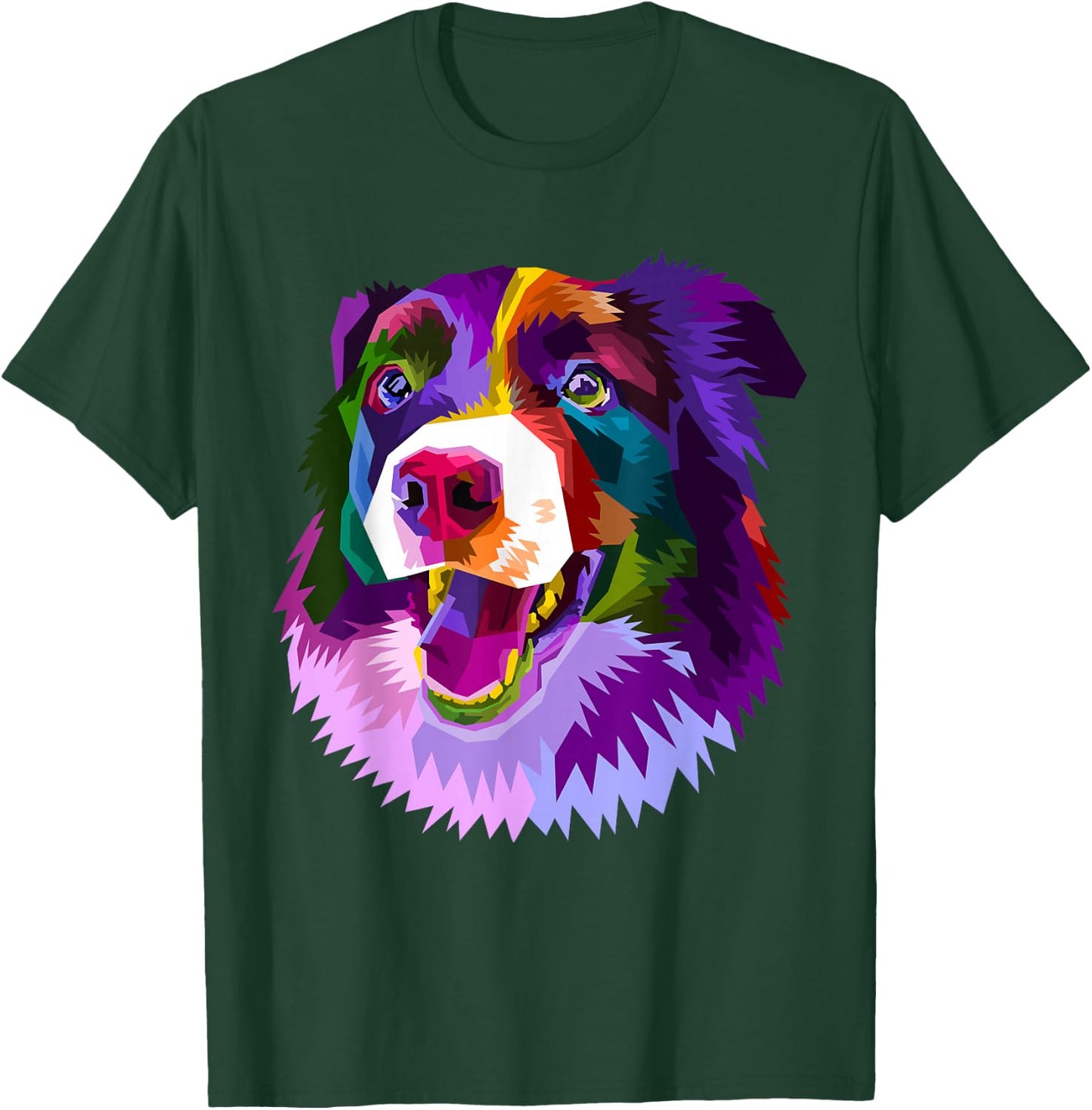 Border Collie Pop Art Portrait Colorful For Dog Owners T-Shirt - T-Shirt | Forest