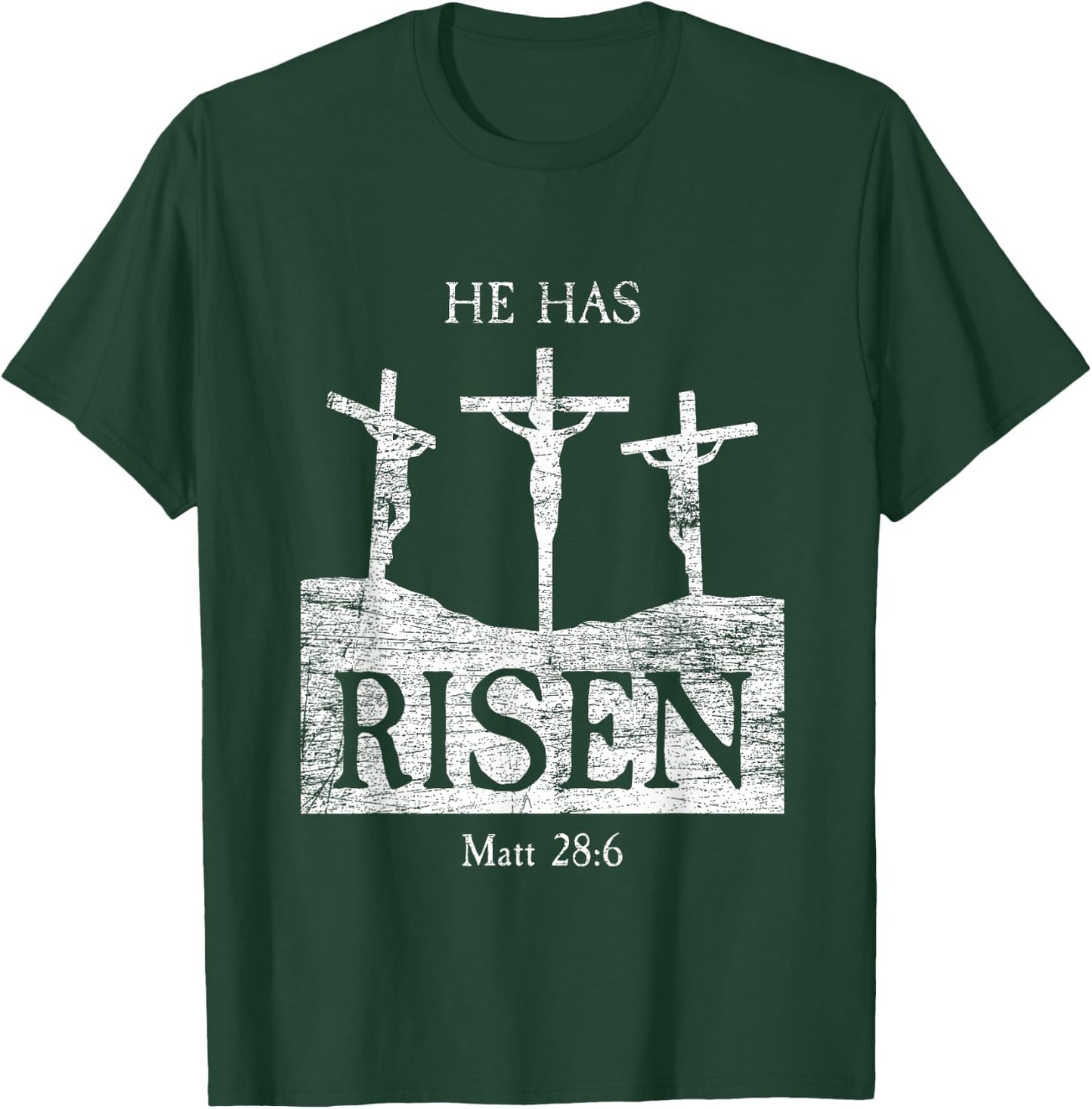 Easter Bible Verse Matthew 28:6 He Has Risen Jesus T-Shirt - T-Shirt | Forest