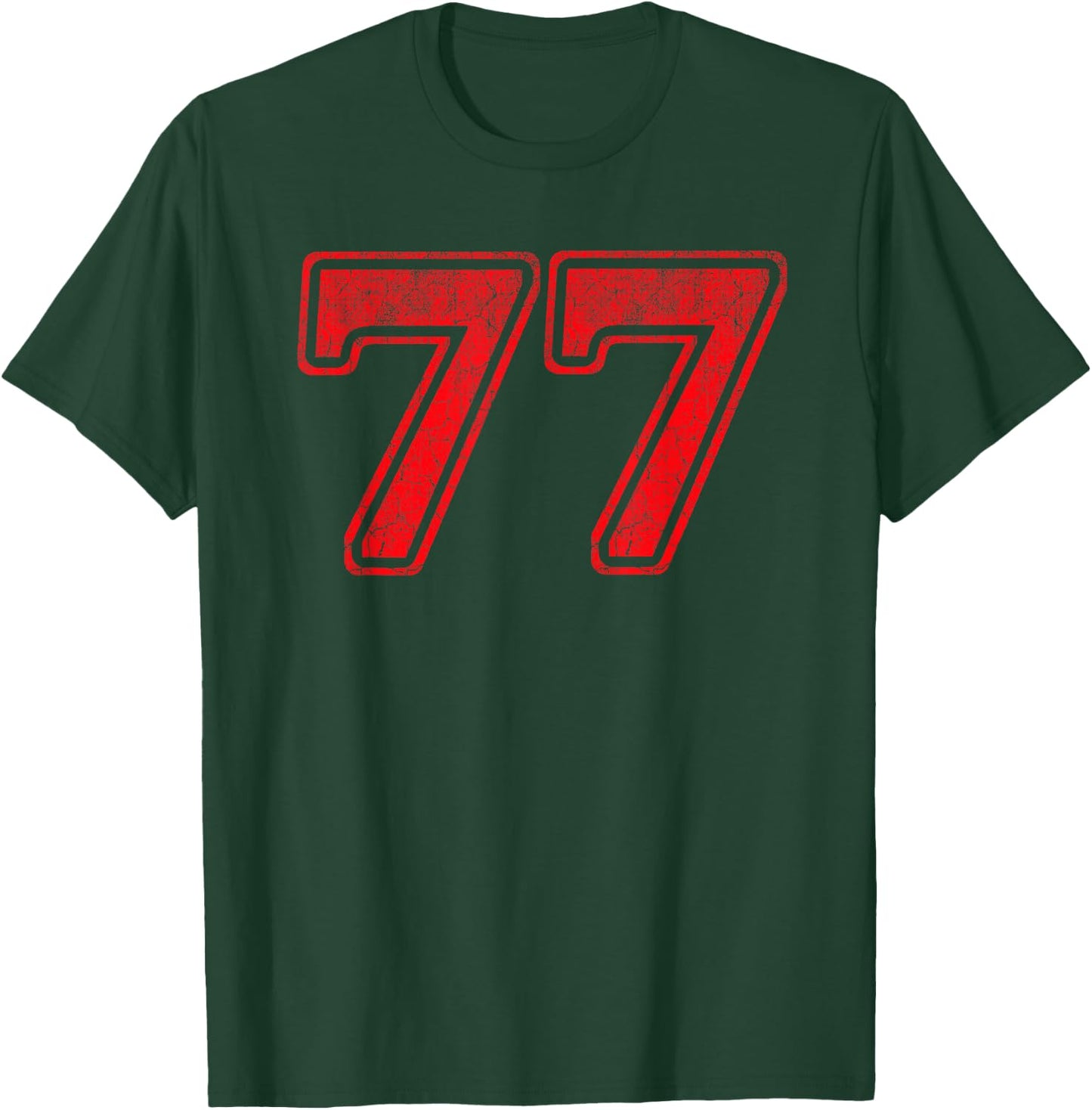 Red 77 Number Seventy Seven Front Back Vintage Logo Uniform T-Shirt - T-Shirt | Forest