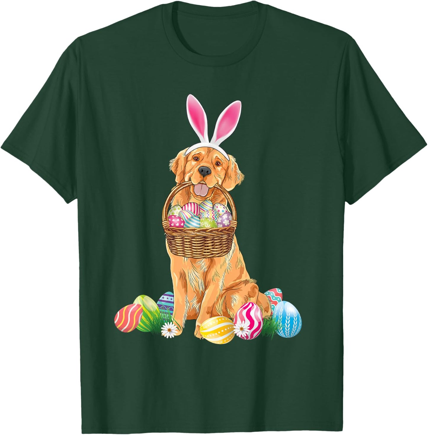 Golden Retriever Easter Day Bunny Eggs Easter Costume Boys T-Shirt - T-Shirt | Forest