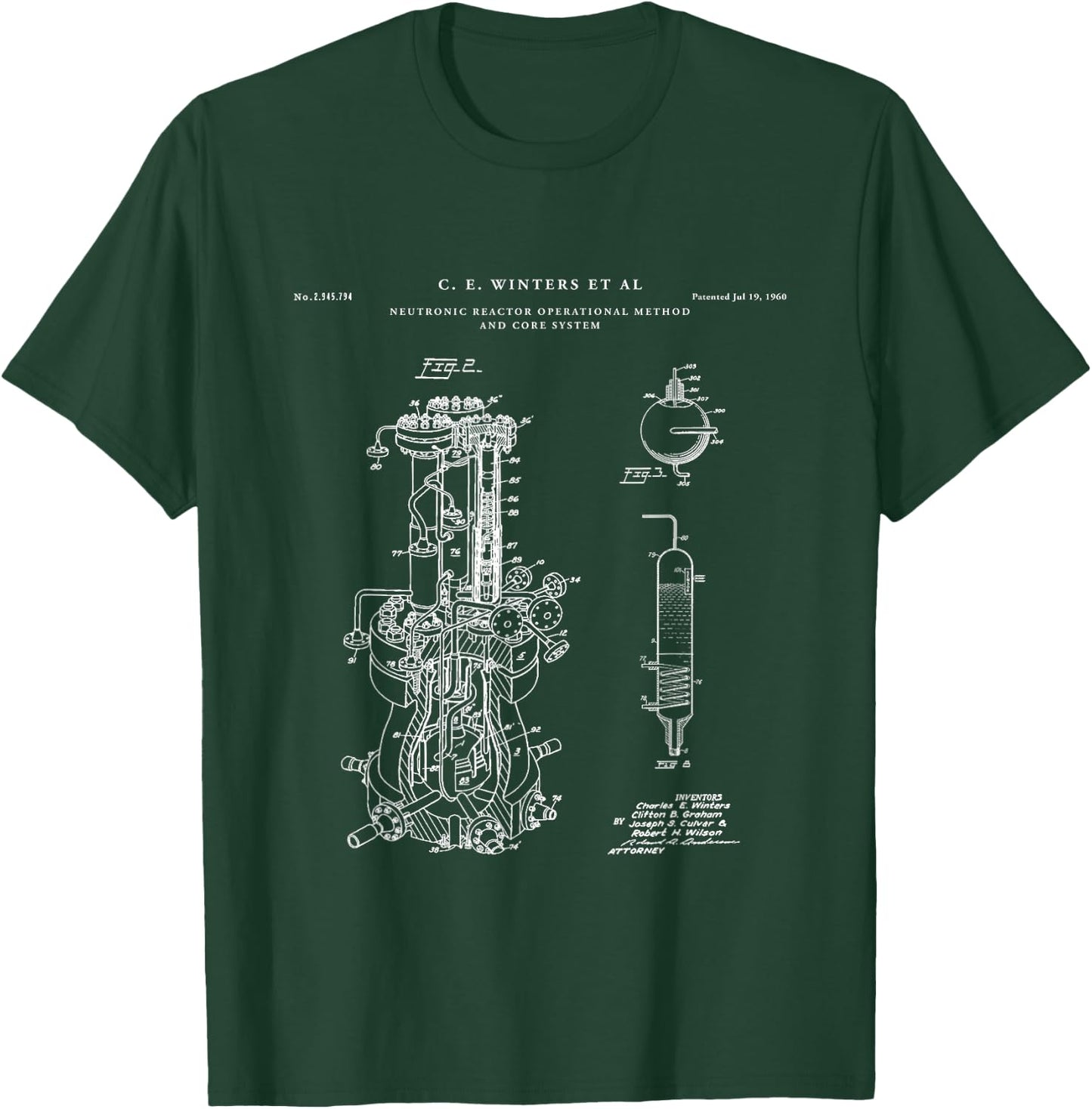 Patent - Nuclear Reactor Patent - Physics Enthusiasts, Men - - - Black - Small T-Shirt - T-Shirt | Forest