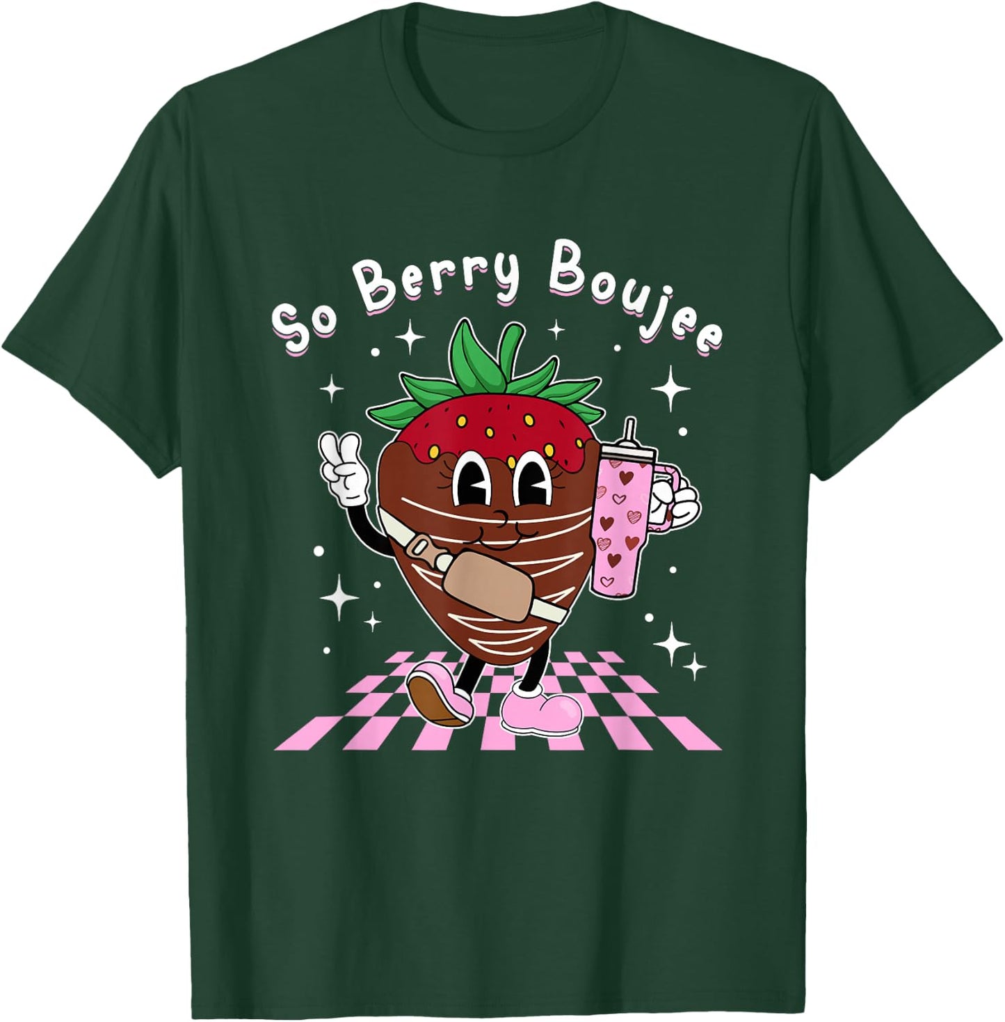 So Berry Boujee Chocolate Covered Strawberry Heart Valentine T-Shirt - T-Shirt | Forest