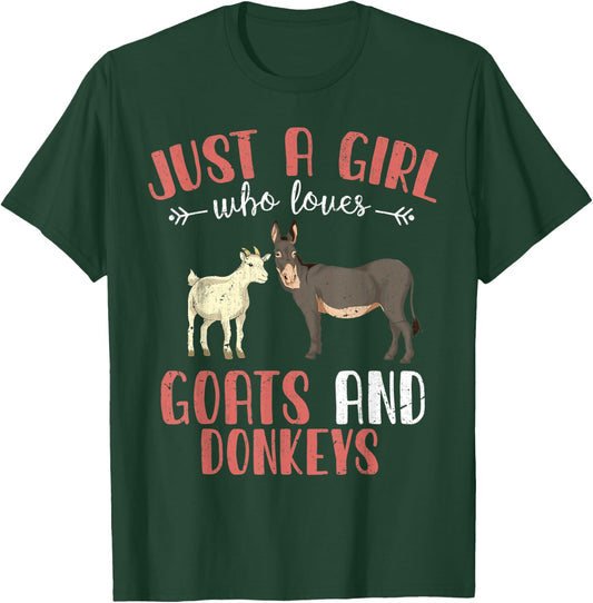 Just A Girl Who Loves Goats And Donkeys Farm Animal Donkey T-Shirt - T-Shirt | Forest