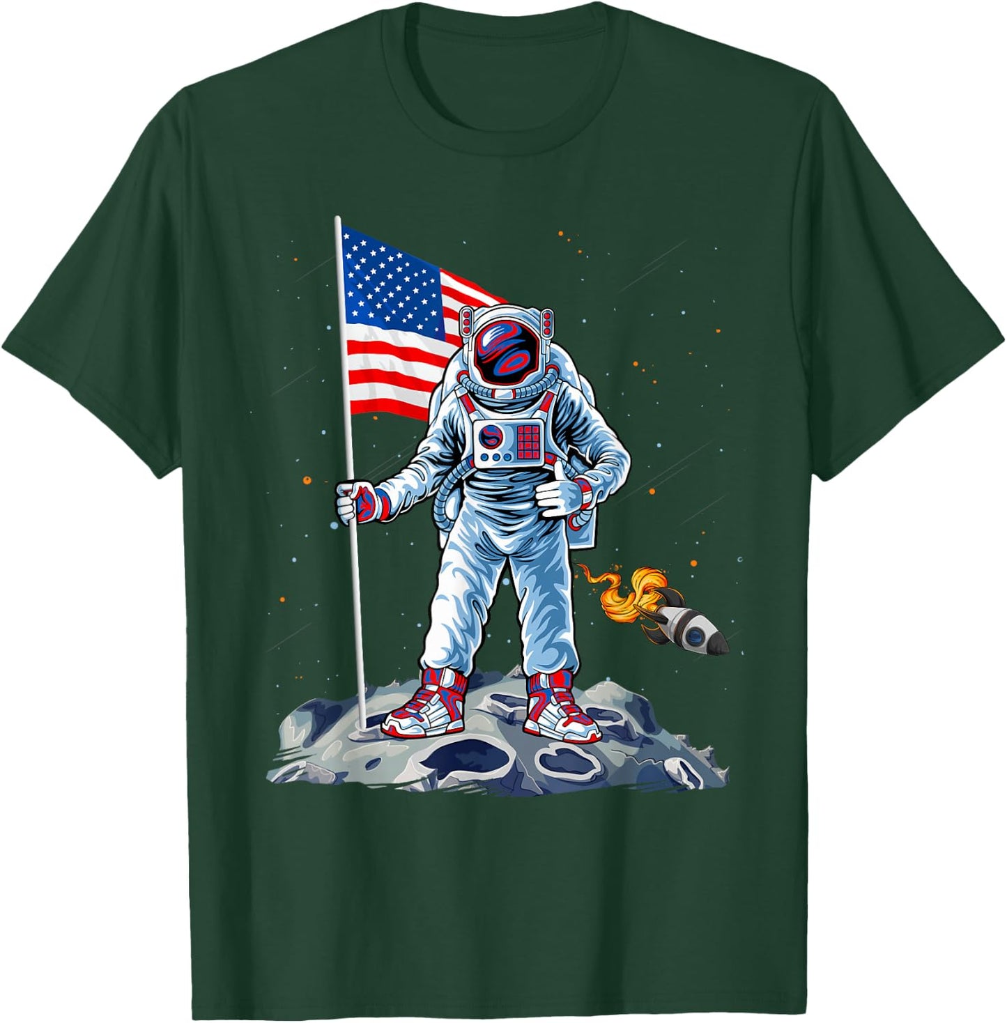 Funny Astronaut American Flag Indepedence Day July 4th Boys T-Shirt - T-Shirt | Forest