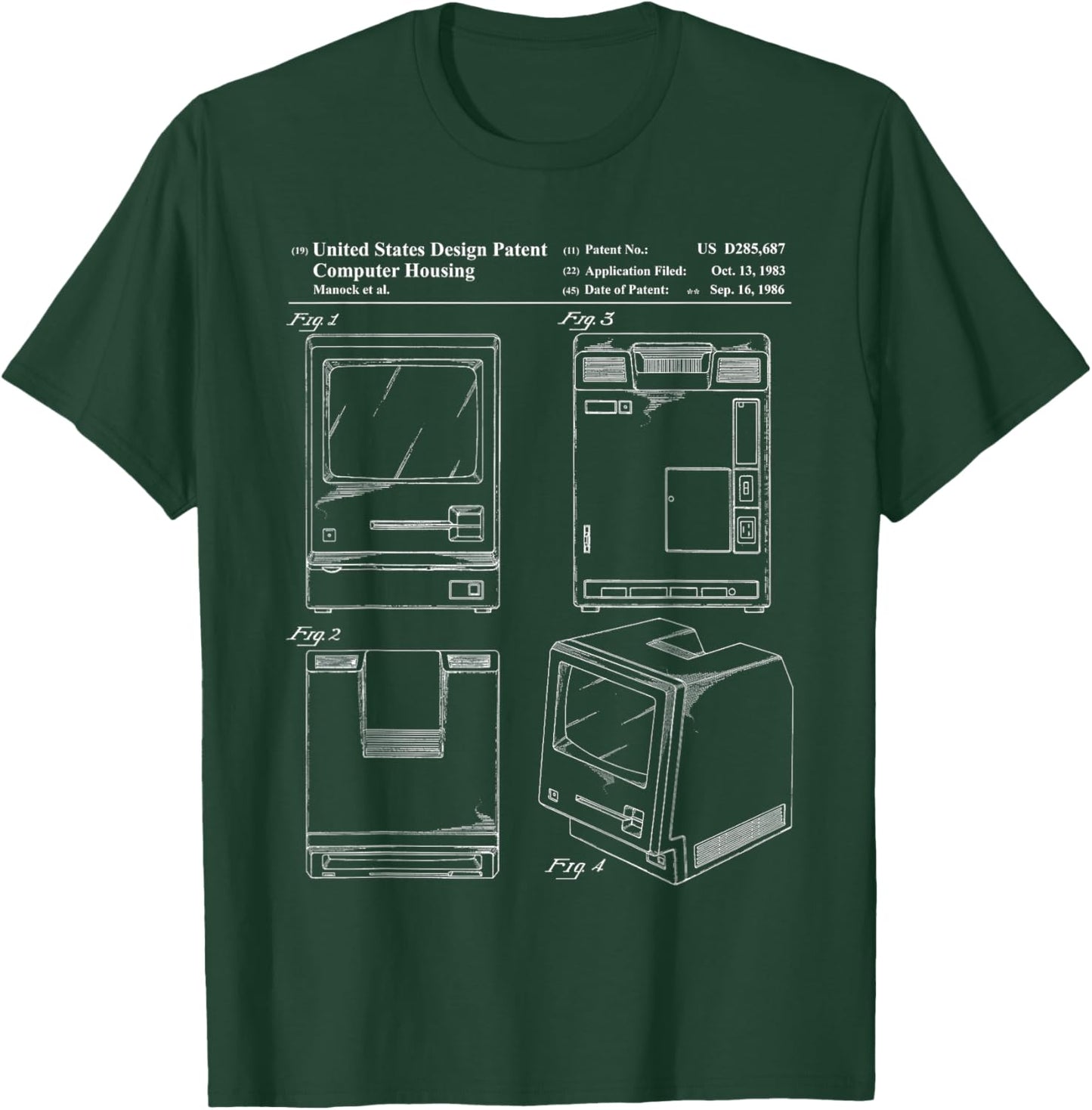 Tech Nerd Gift - Retro Personal Computer Patent Drawing T-Shirt - T-Shirt | Forest