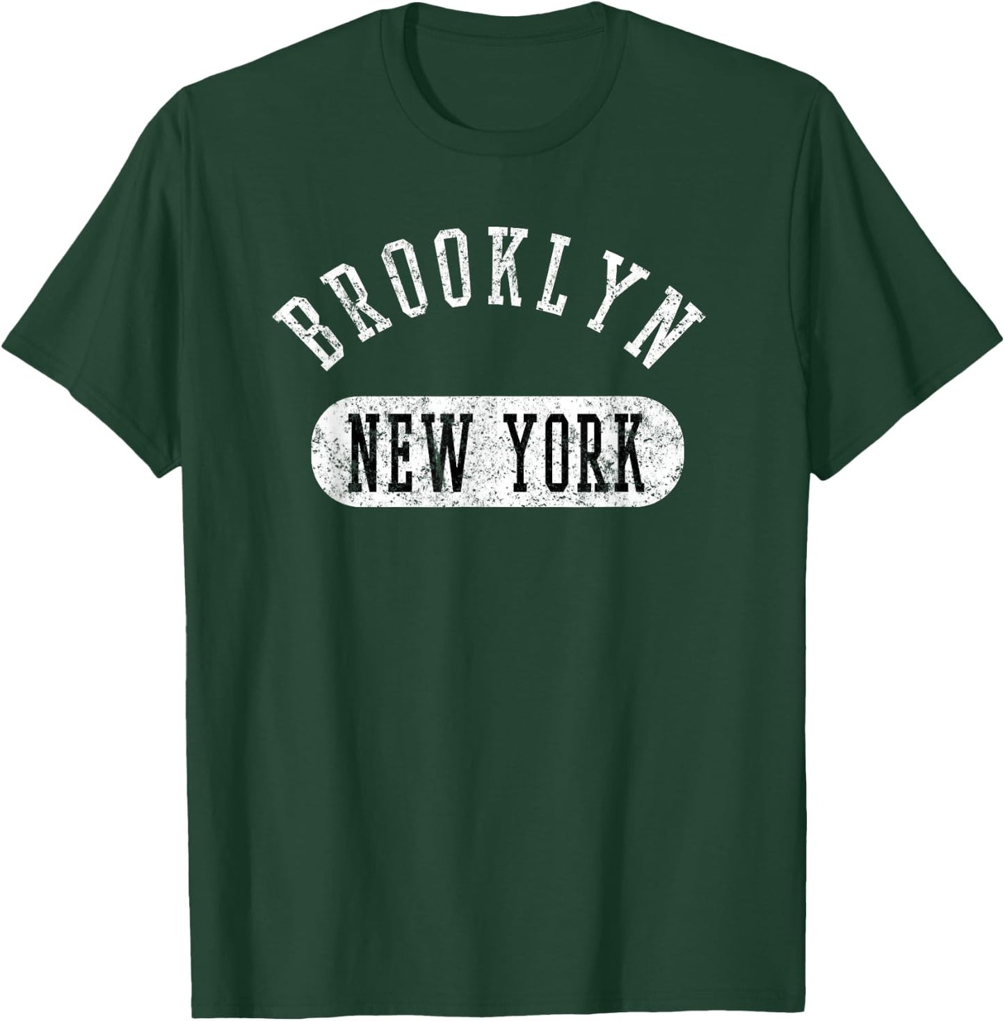 Retro Cool Brooklyn New York Distressed College Jersey Style T-Shirt - T-Shirt | Forest
