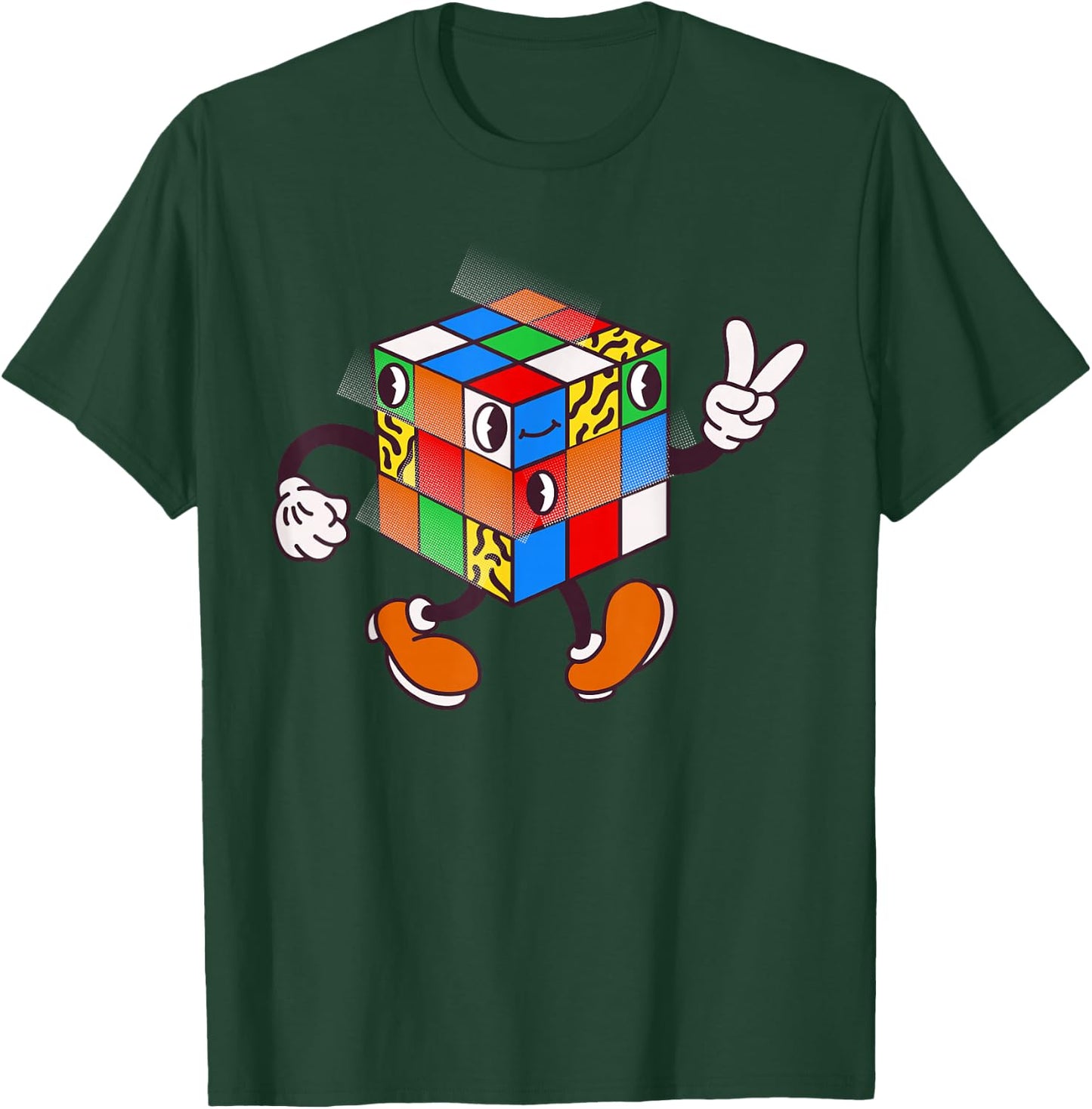 Competitive Puzzle Cube Vintage Cartoon Speed Cubing Hobby T-Shirt - T-Shirt | Forest