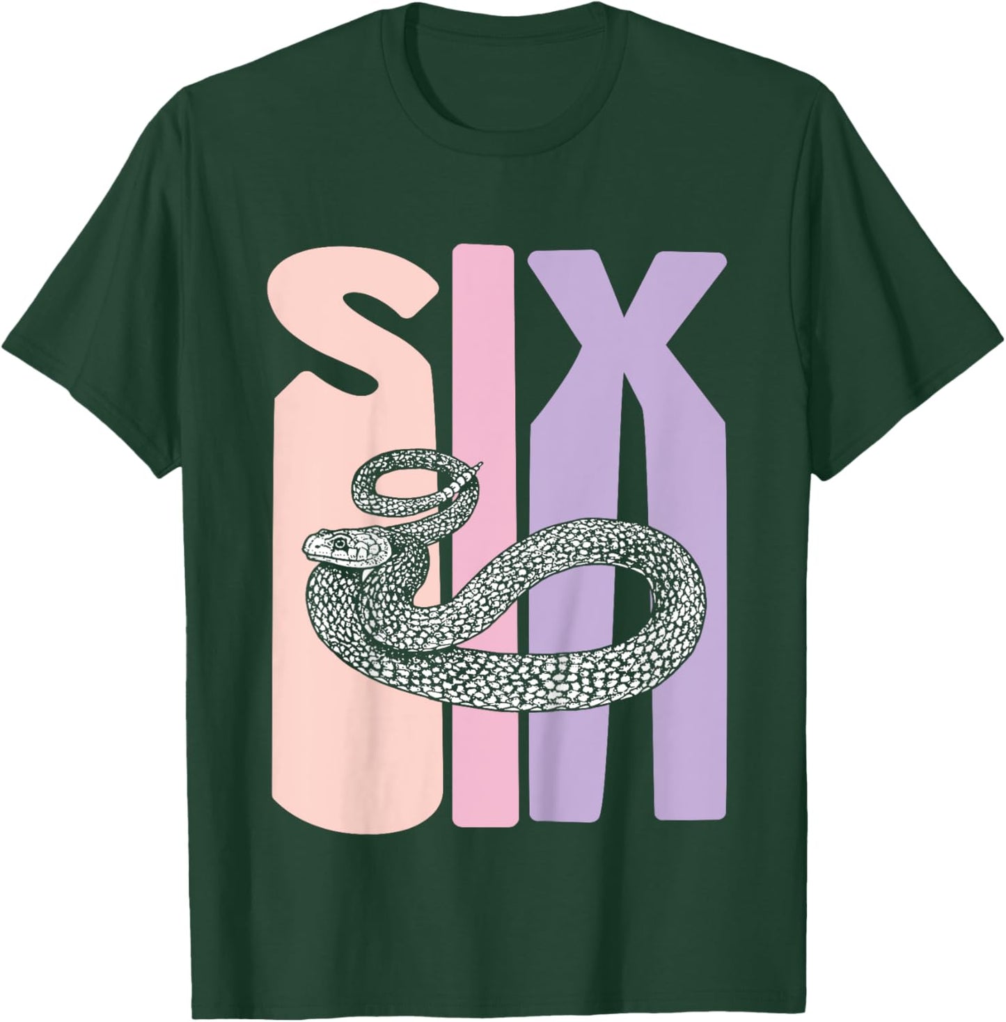 6th Birthday Girl Snake Lover Pet Reptile 6 Years Old T-Shirt - T-Shirt | Forest
