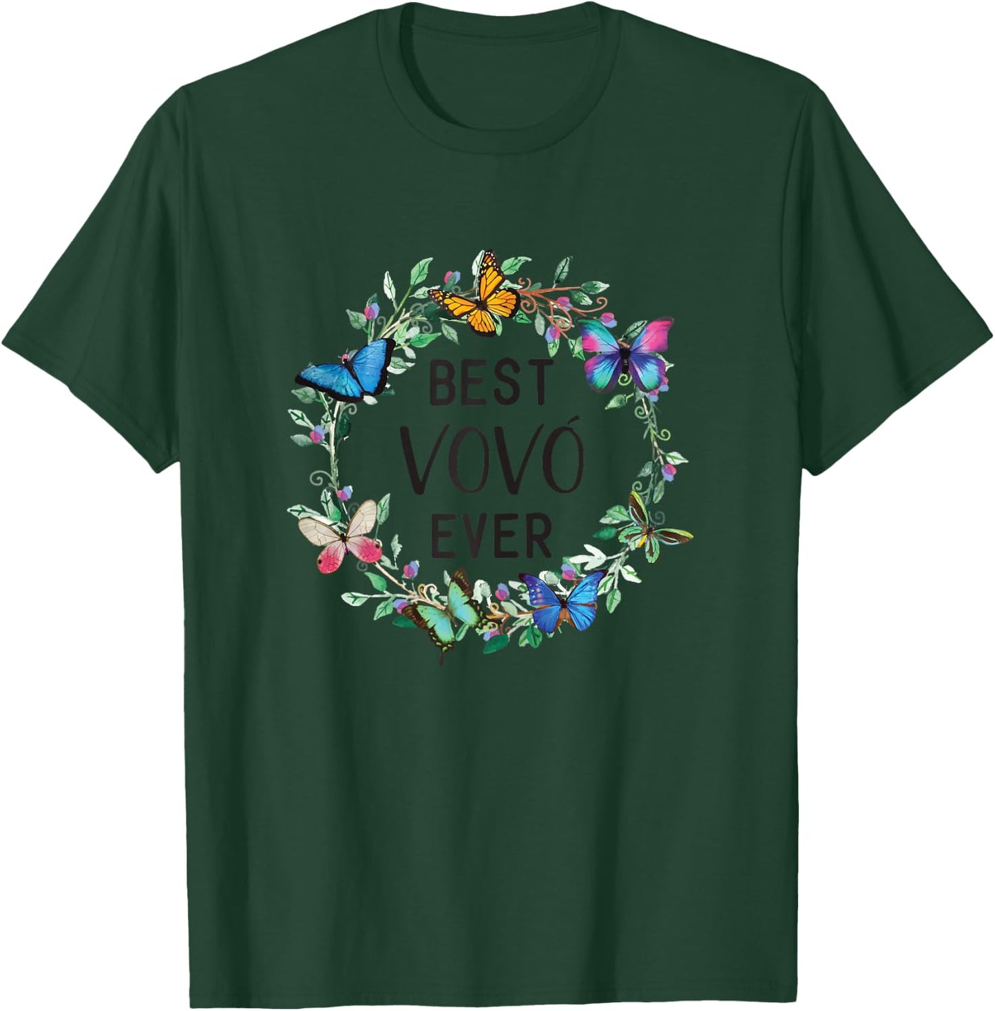 Best VoVo Ever Butterfly Floral Personalized Name T-Shirt - T-Shirt | Forest