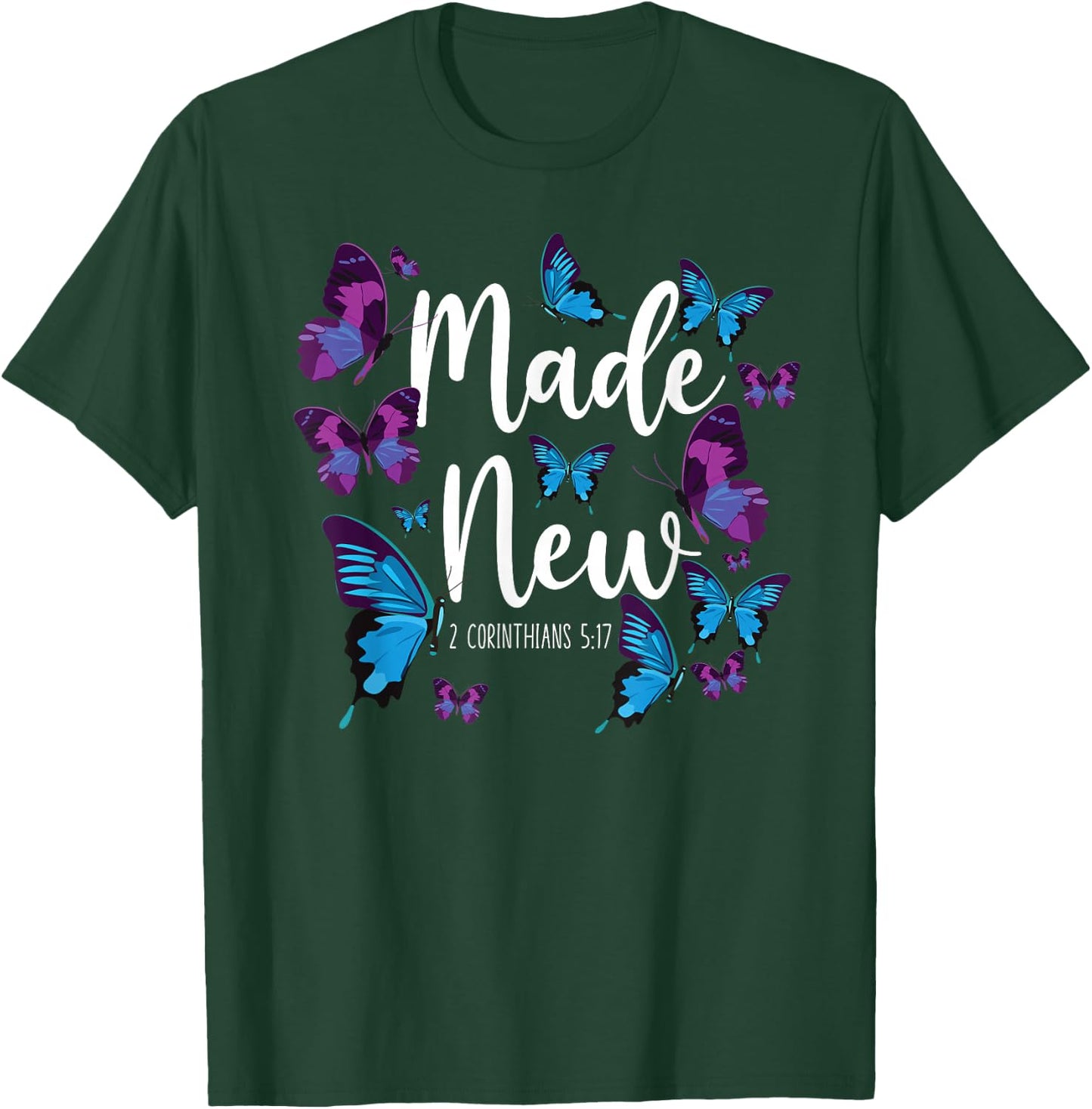 Christian Bible Verse Quote Butterfly 2 Corinthians 5:17 T-Shirt - T-Shirt | Forest