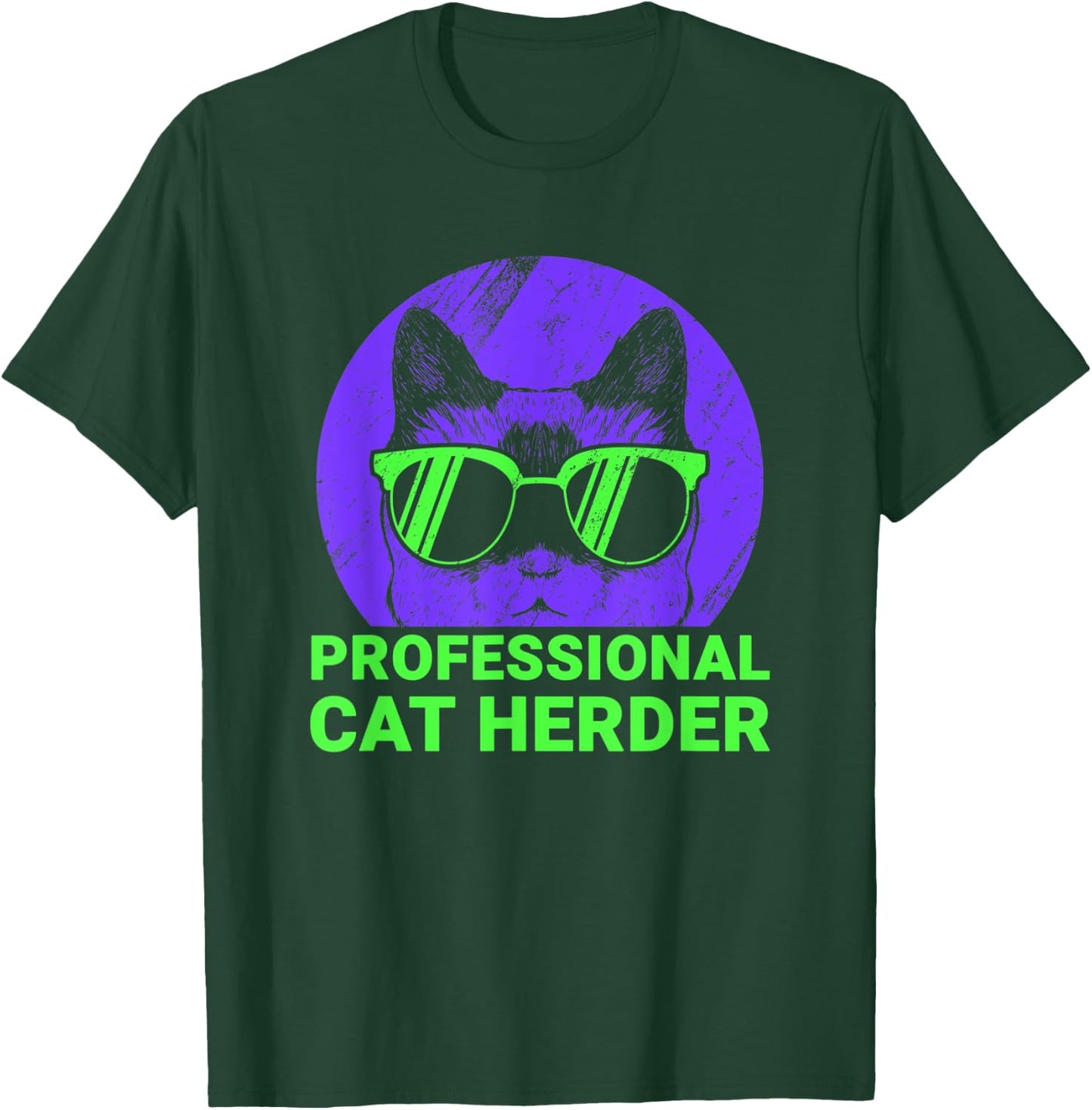 Professional Cat Herder Cute Cat With Sunglasses 80s style Women Kids T-Shirt - T-Shirt | Forest