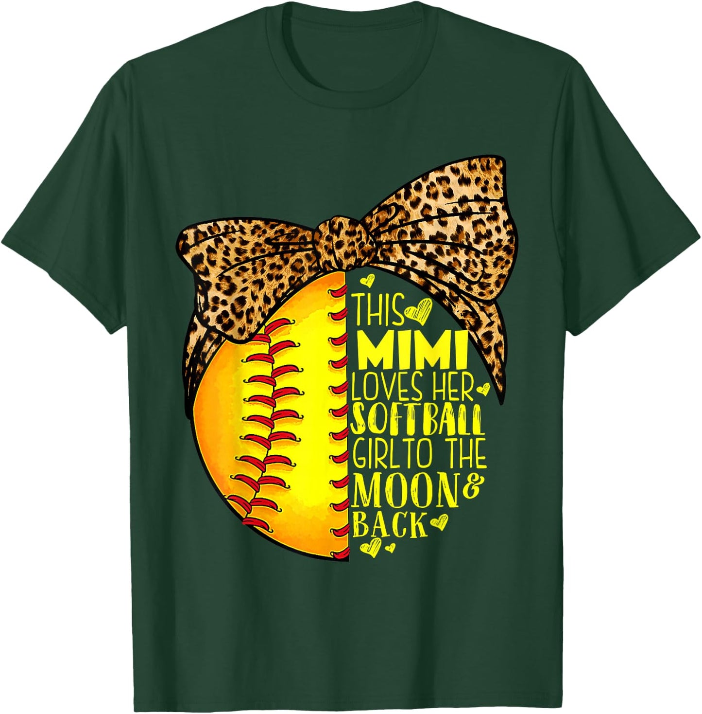 This Mimi Loves Her Softball Girl Mother'S Day Leopard T-Shirt - T-Shirt | Forest