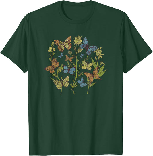 Fairy Grunge Fairycore Aesthetic Cottagecore Goth Butterfly Short Sleeve T-Shirt - T-Shirt | Forest