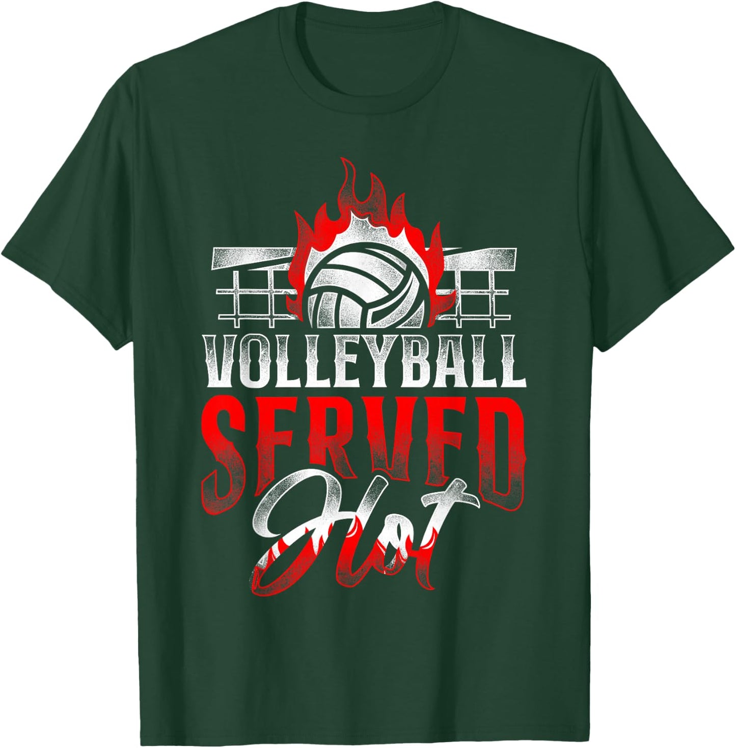 Volleyball Player Team Vintage Volleyball Served Hot T-Shirt - T-Shirt | Forest