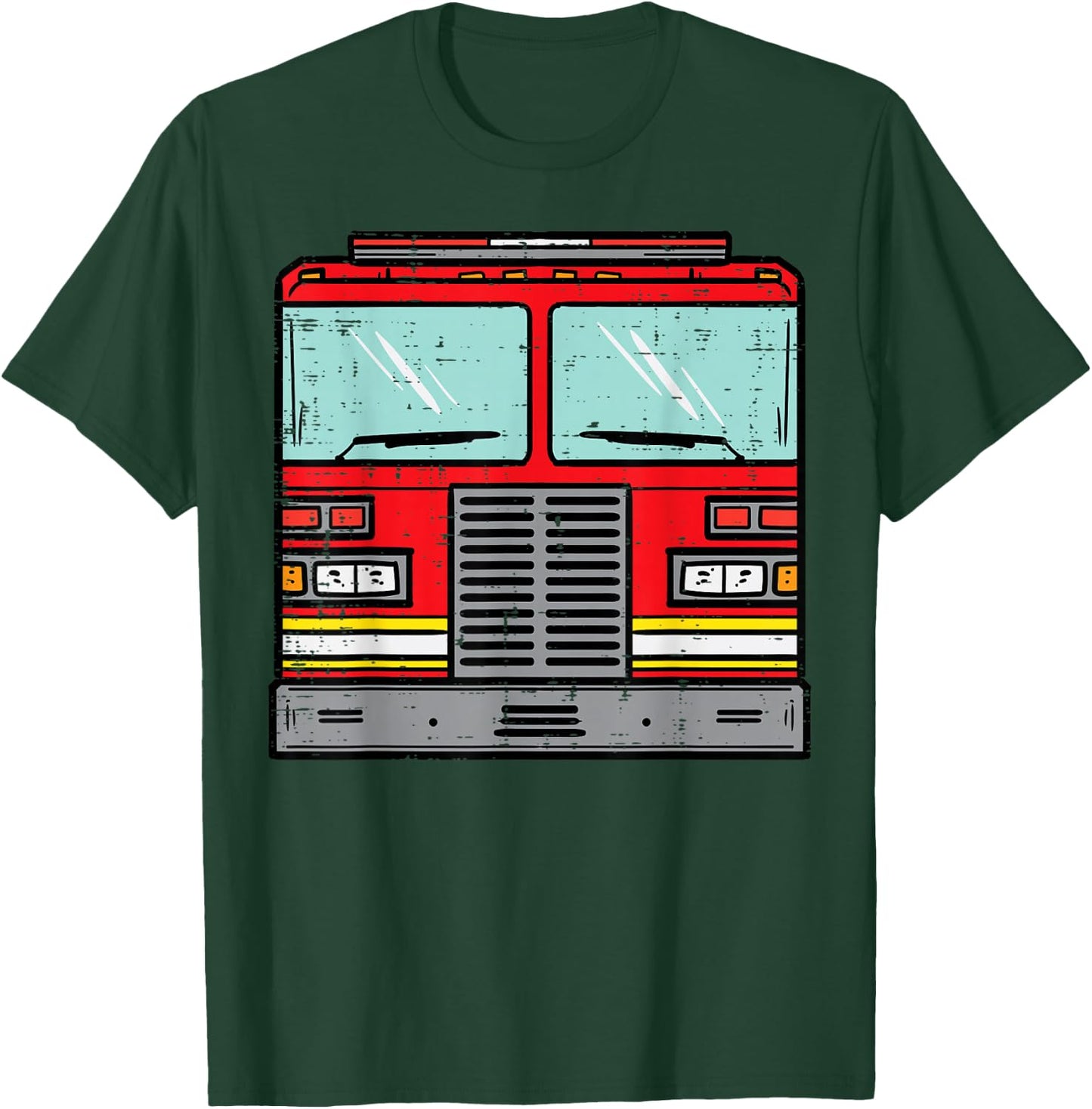Fire Truck Costume Halloween Firefighter Fireman Men Boys T-Shirt - T-Shirt | Forest
