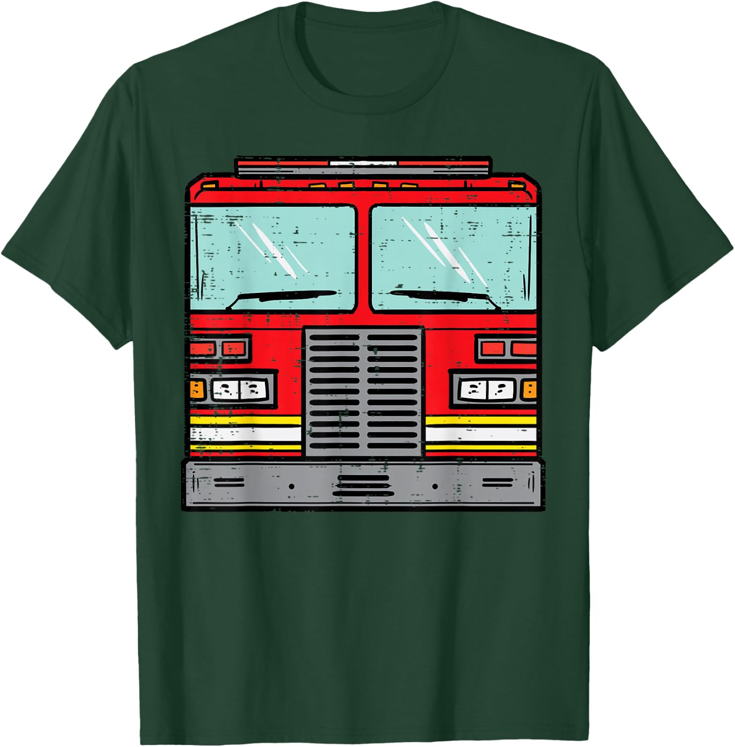 Fire Truck Costume Halloween Firefighter Fireman Men Boys T-Shirt - T-Shirt | Forest