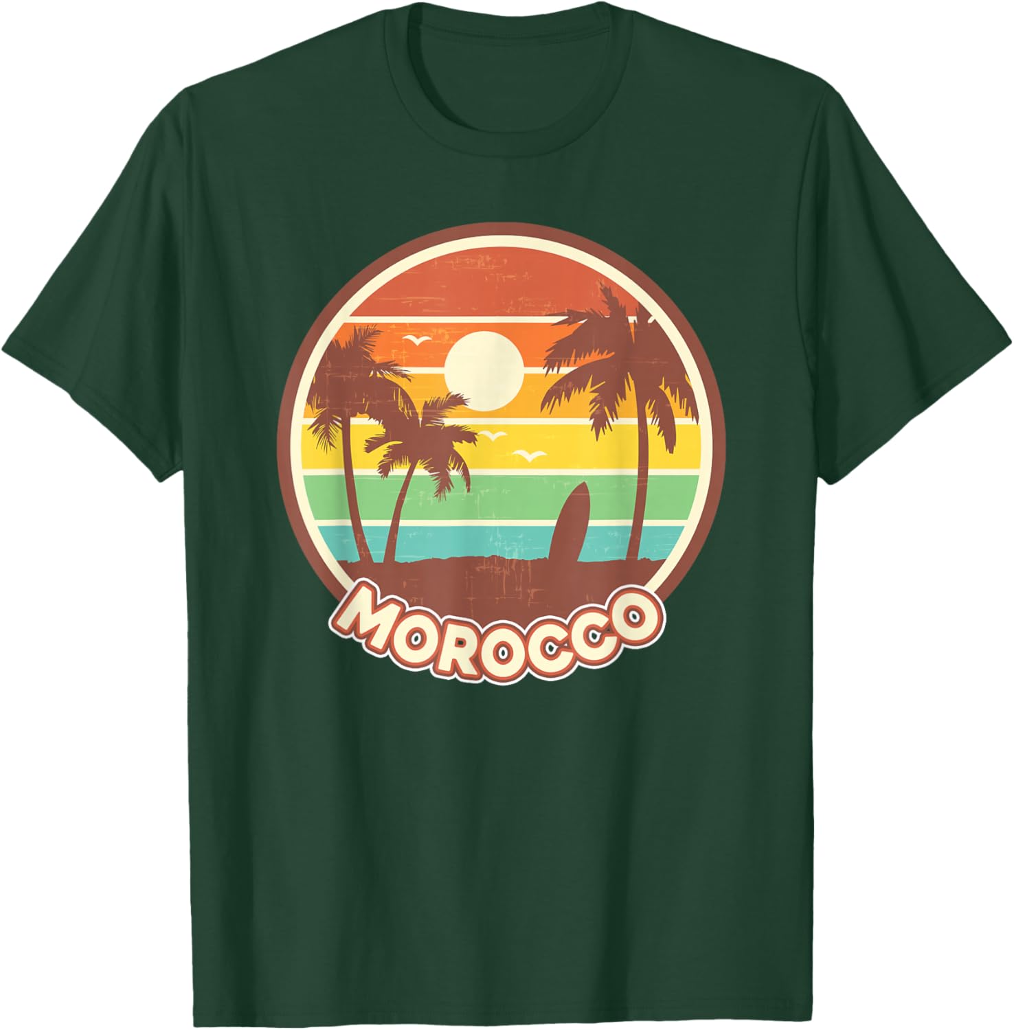 Morocco Beach Cool Retro Surf Souvenir Surfing Gift T-Shirt - T-Shirt | Forest