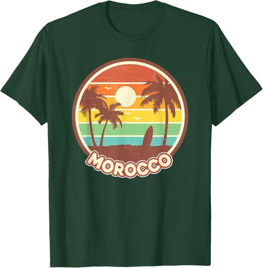Morocco Beach Cool Retro Surf Souvenir Surfing Gift T-Shirt - T-Shirt | Forest