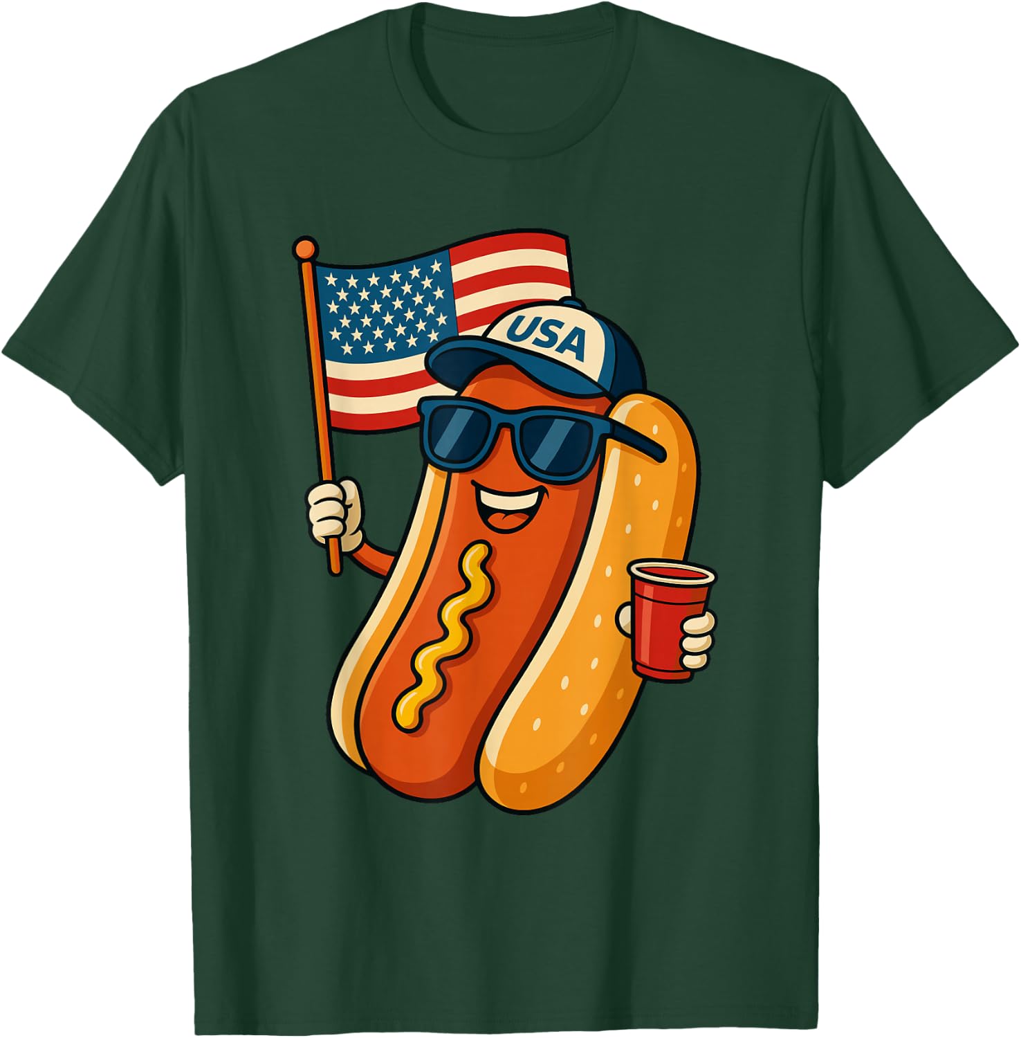 Funny Hotdog USA Flag 4th of July Patriotic T-Shirt - T-Shirt | Forest