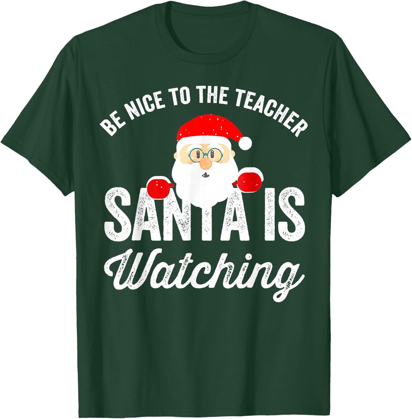 Be Nice To The Teacher Santa Is Watching T-Shirt - T-Shirt | Forest