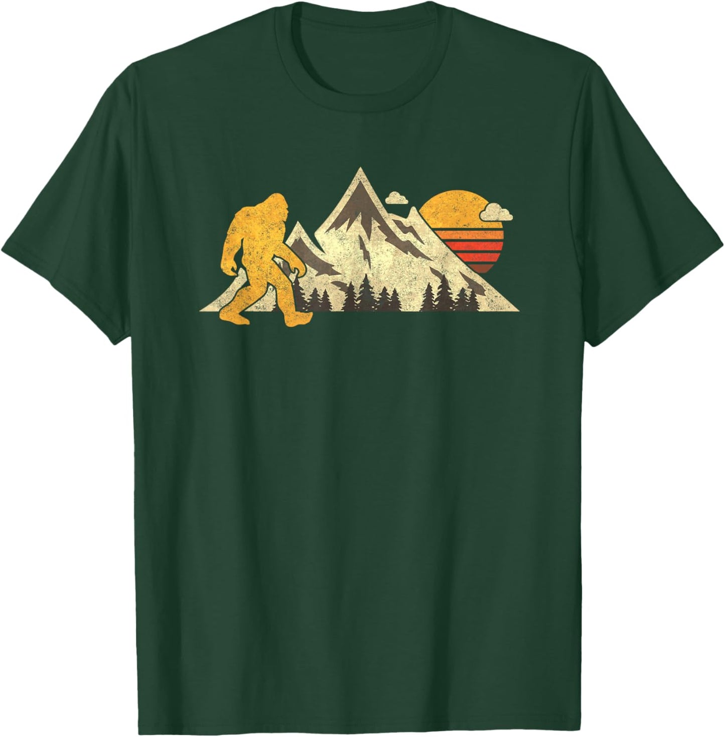 Bigfoot Vintage Mountain Sun Sasquatch Camping Hiking T-Shirt - T-Shirt | Forest