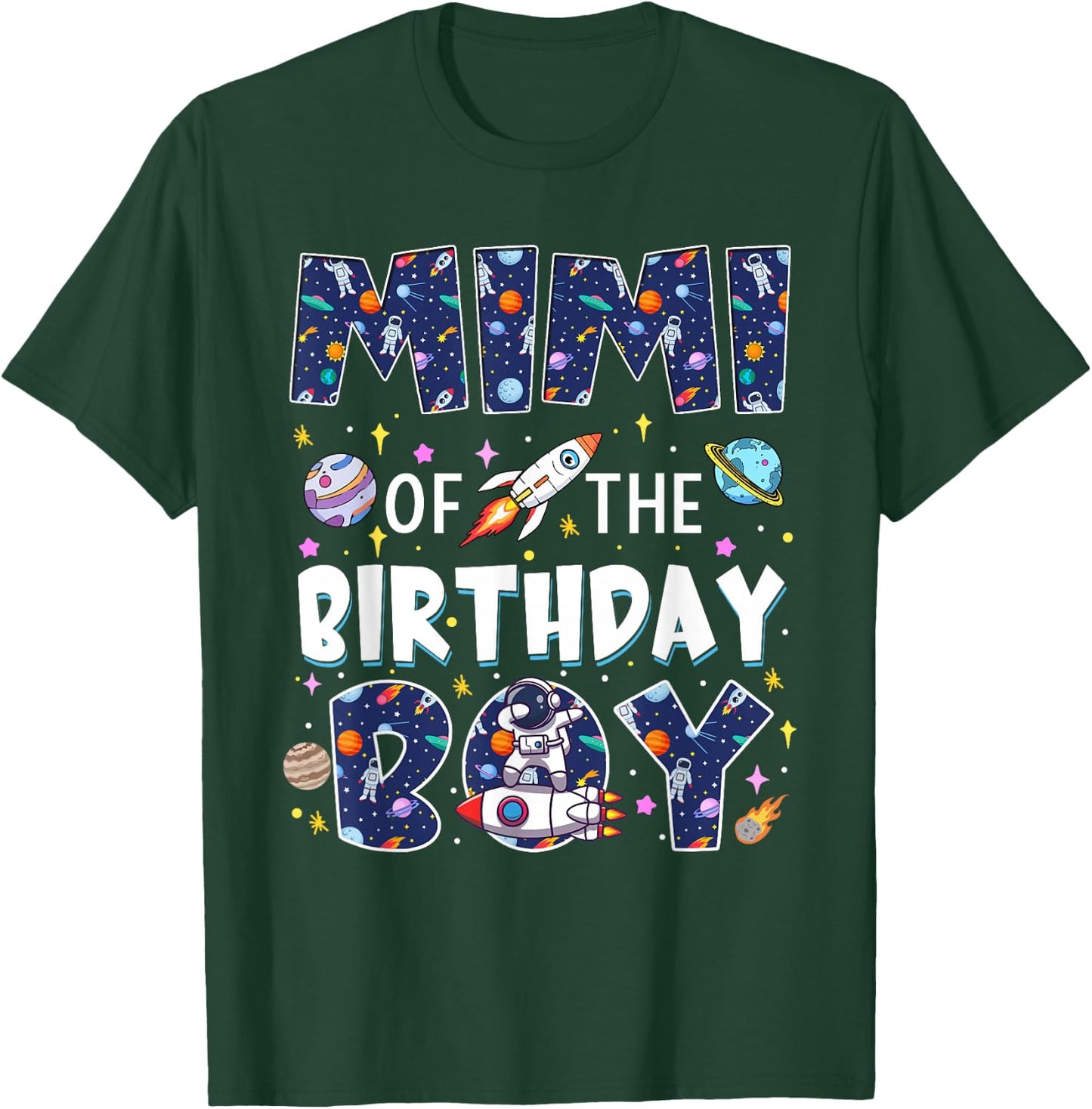 Mimi of The Birthday Boy Astronaut Family Space Planets T-Shirt - T-Shirt | Forest