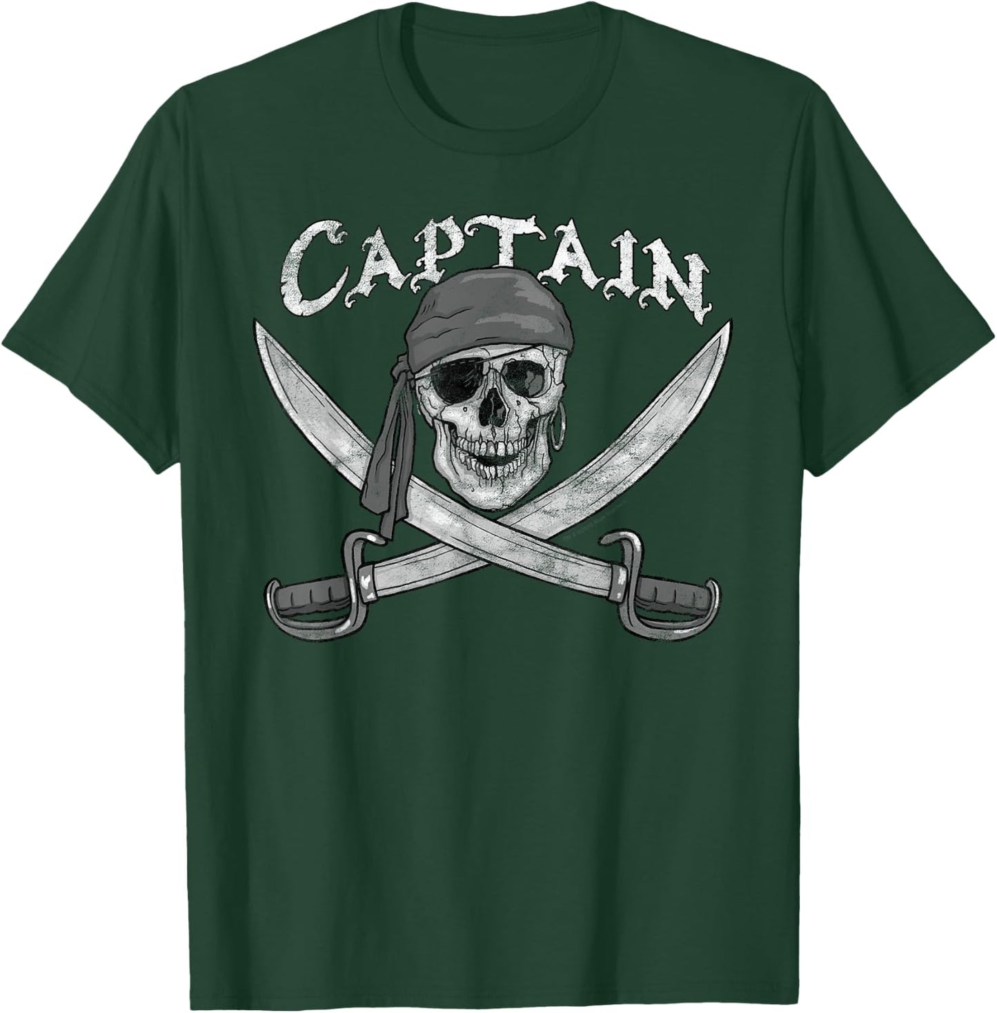 Pirate Ship Captain Skull & Cutlasses Jolly Roger T-Shirt - T-Shirt | Forest