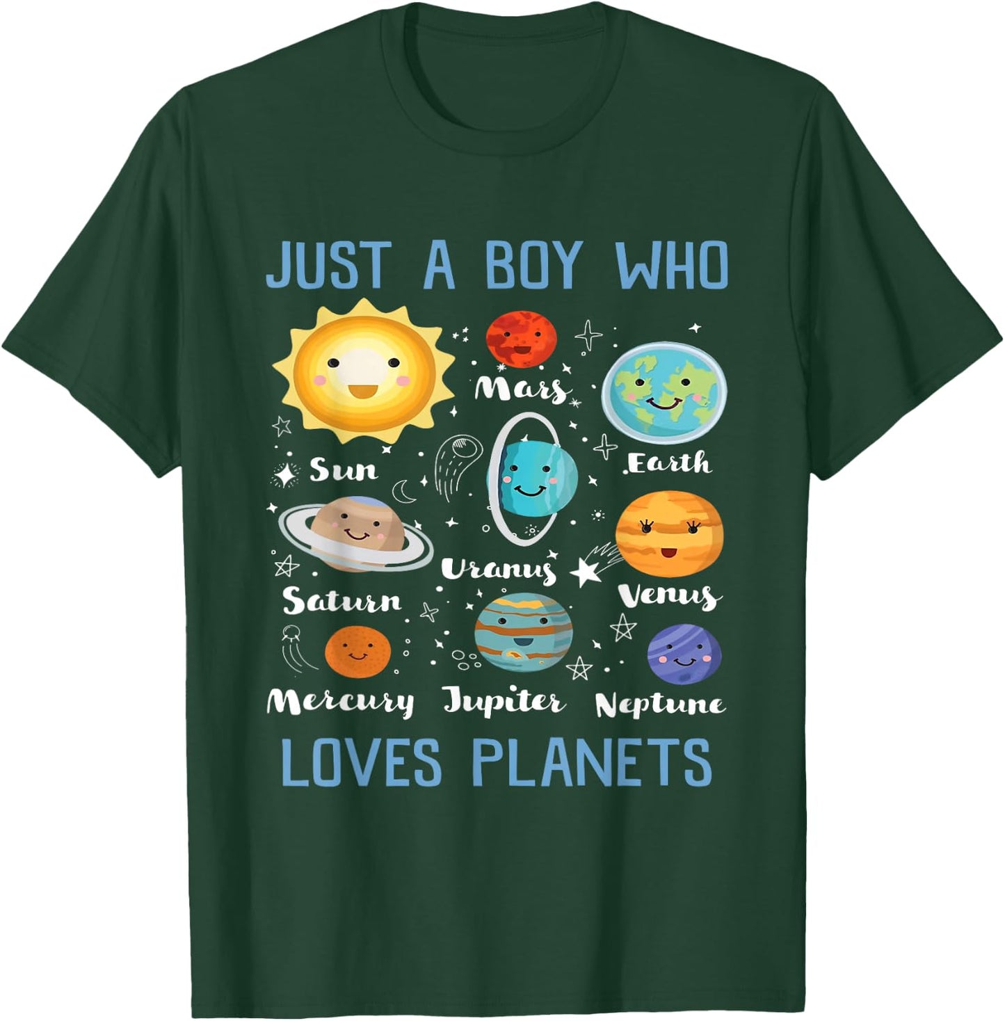 Just A Boy Who Loves Planets Outer Space Solar System Funny T-Shirt - T-Shirt | Forest