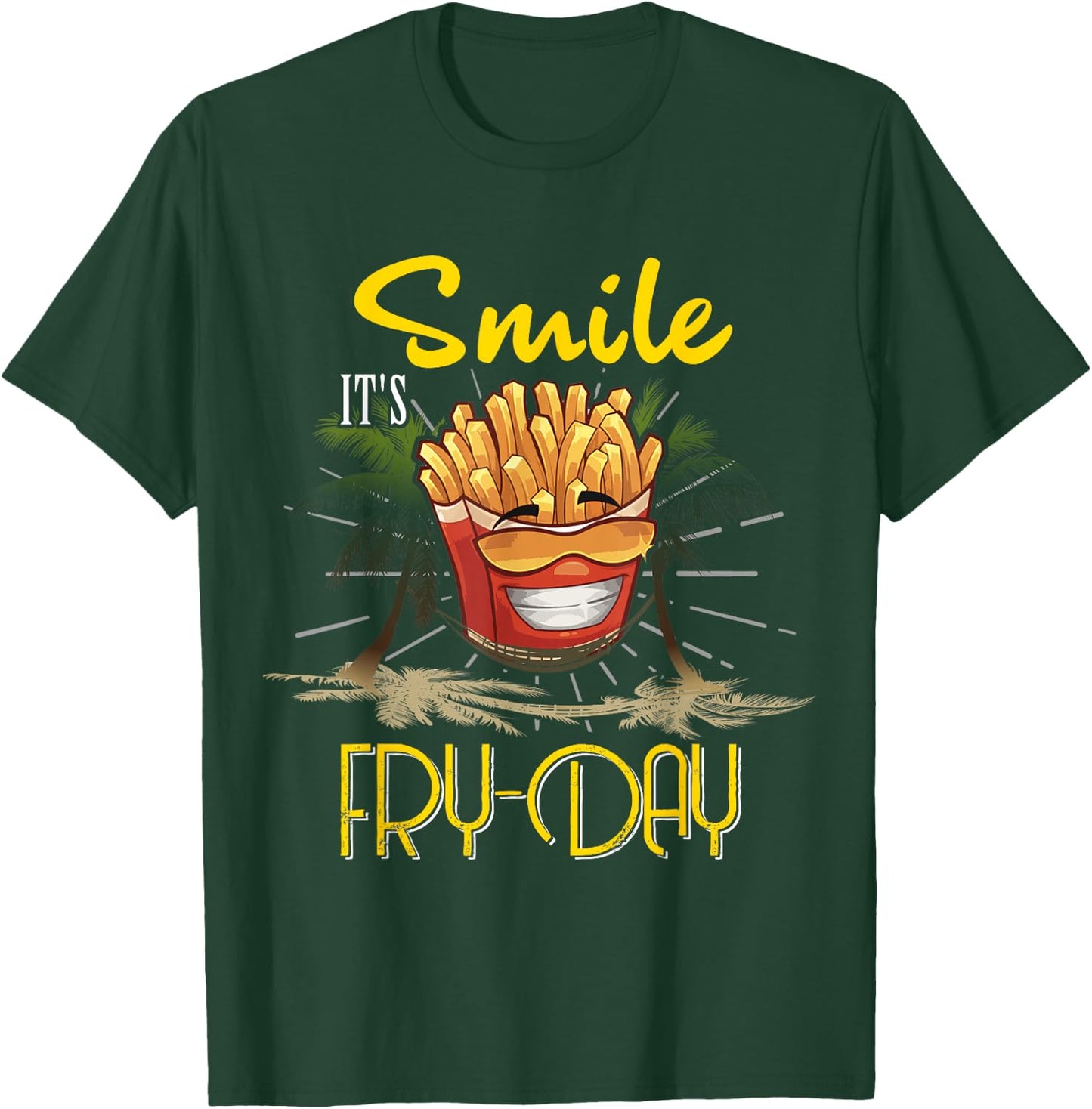 Funny Smile It's Fry-Day Kids Men Women Friday Fun Humor T-Shirt - T-Shirt | Forest