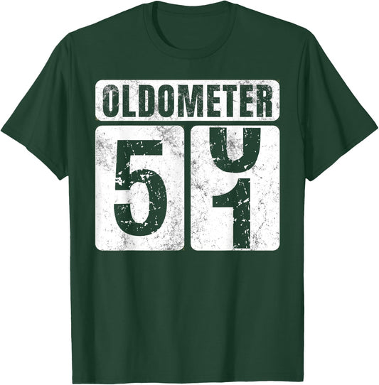 Oldometer 51 Shirt Vintage Funny 51st Birthday Gift T-Shirt - T-Shirt | Forest