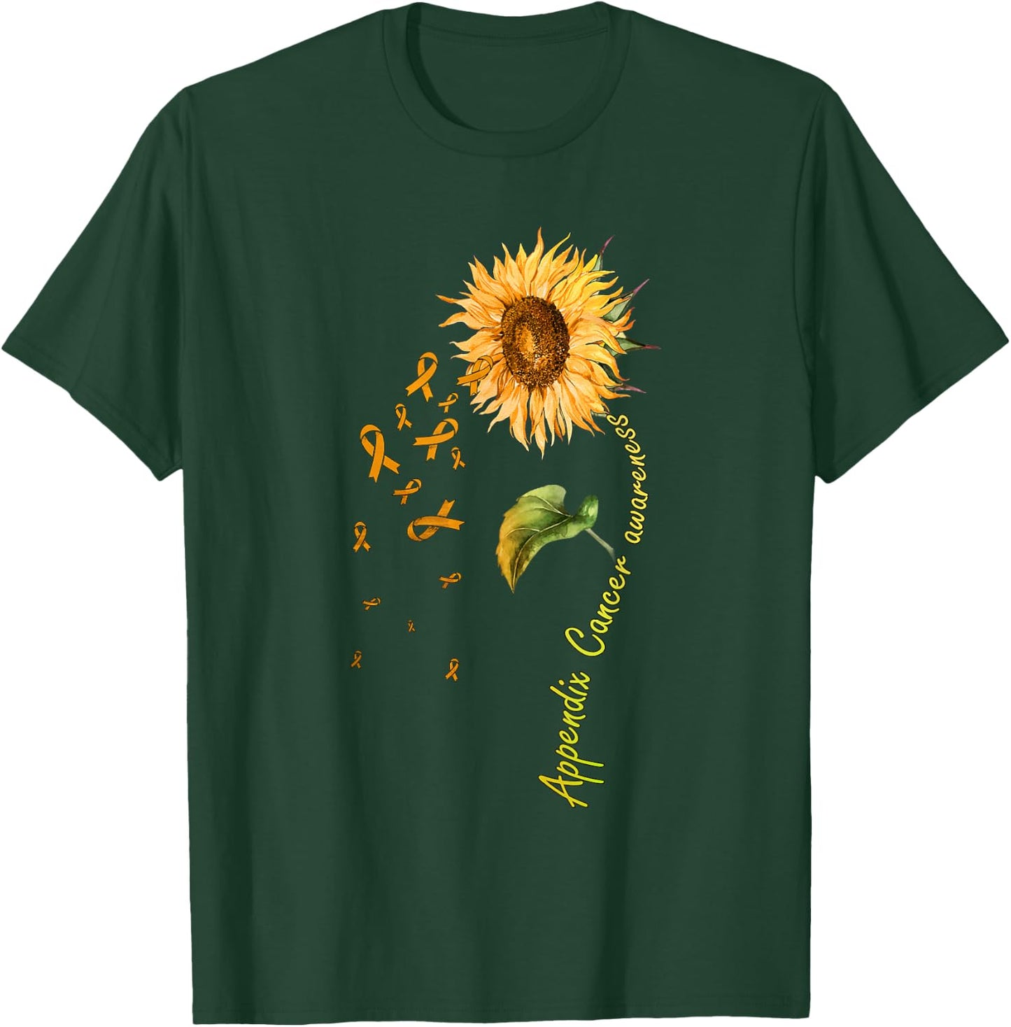 Appendix Cancer Awareness Sunflower Shirt T-Shirt - T-Shirt | Forest