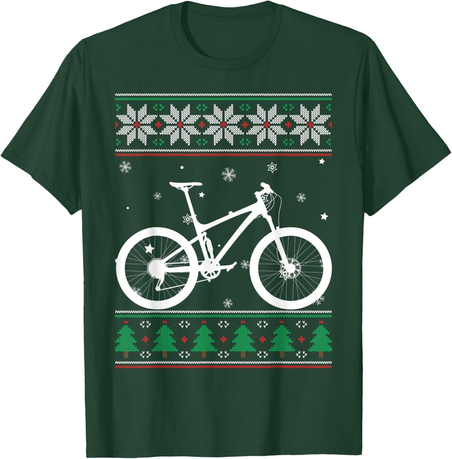 Road Biker Mountain Biking Lover MTB Cyclist Ugly Christmas T-Shirt - T-Shirt | Forest