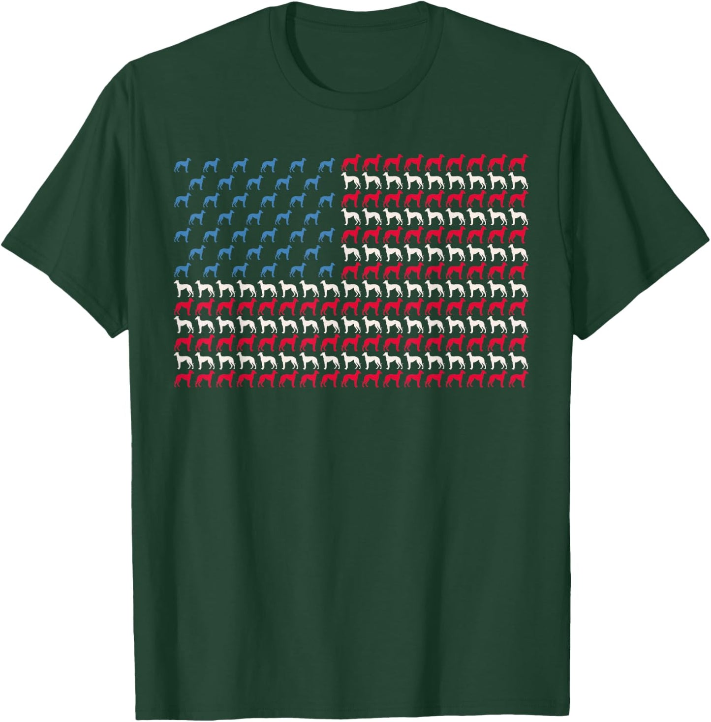 Greyhound American Flag Dog US 4th Of July Racer USA Gift Women Girls Kids Men T-Shirt - T-Shirt | Forest