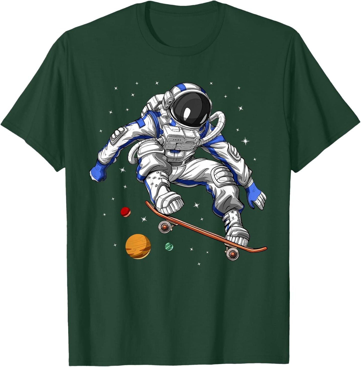 Space Astronaut Skater Skateboarder Skateboarding T-Shirt - T-Shirt | Forest
