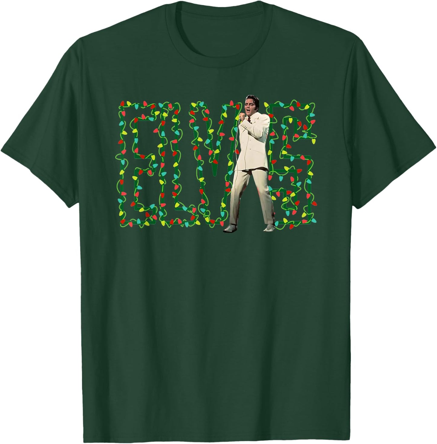 Elvis Presley Official Elvis Christmas Light T-Shirt - T-Shirt | Forest