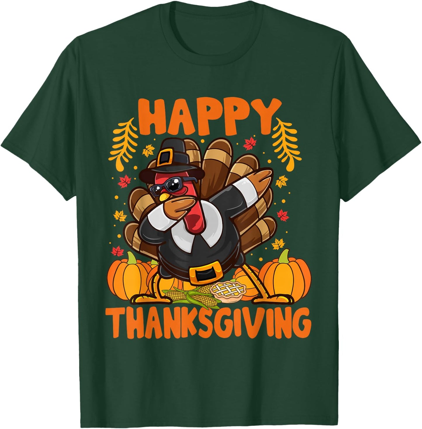 Happy Thanksgiving Dabbing Turkey Day Men Women Kids T-Shirt - T-Shirt | Forest