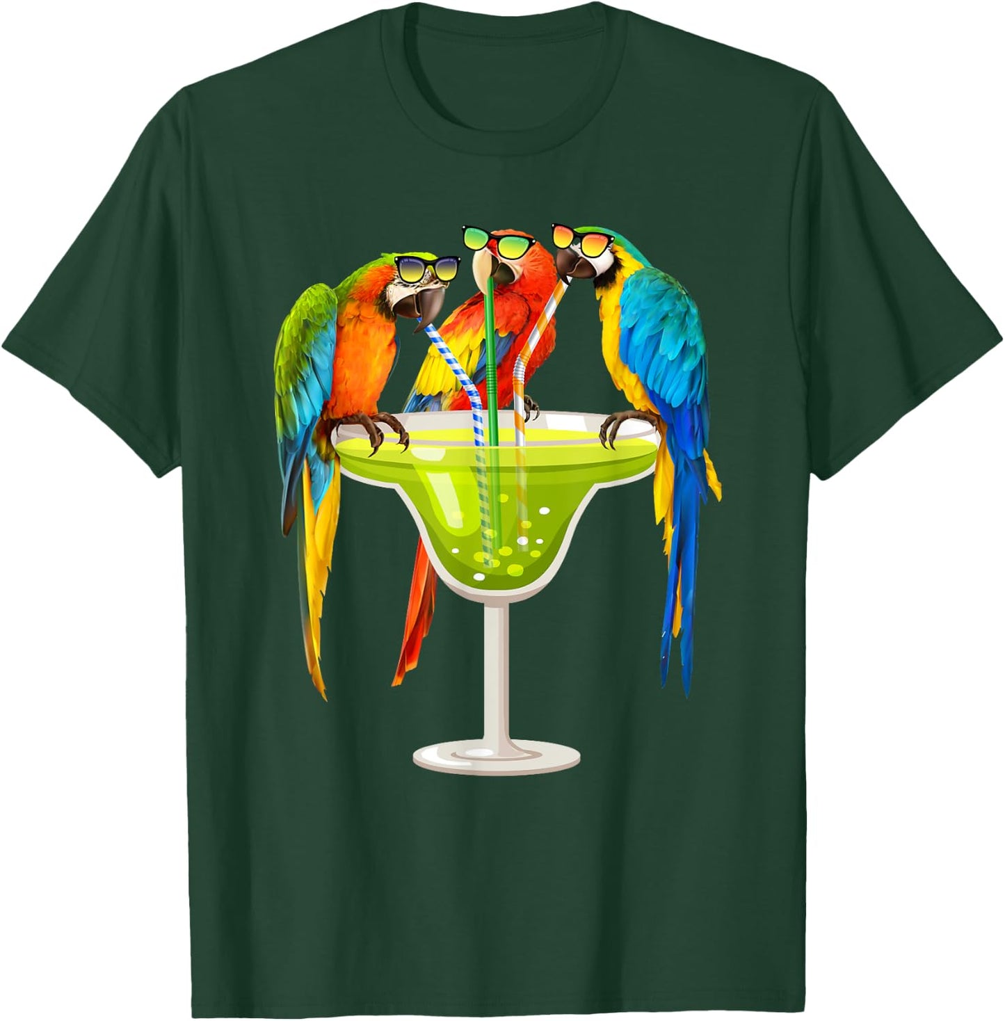 Parrots Drinking Margarita On Summer Vacation Birds Gift T-Shirt - T-Shirt | Forest