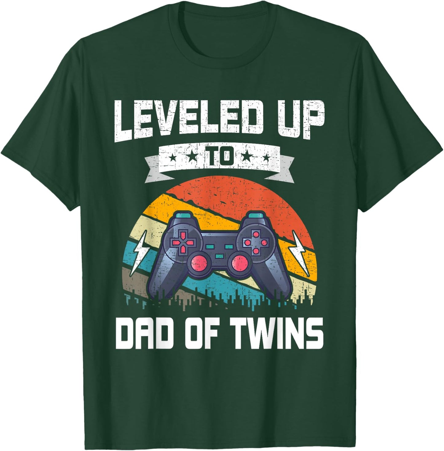 Leveled up to Dad of Twins Video Gamer Gaming T-Shirt - T-Shirt | Forest