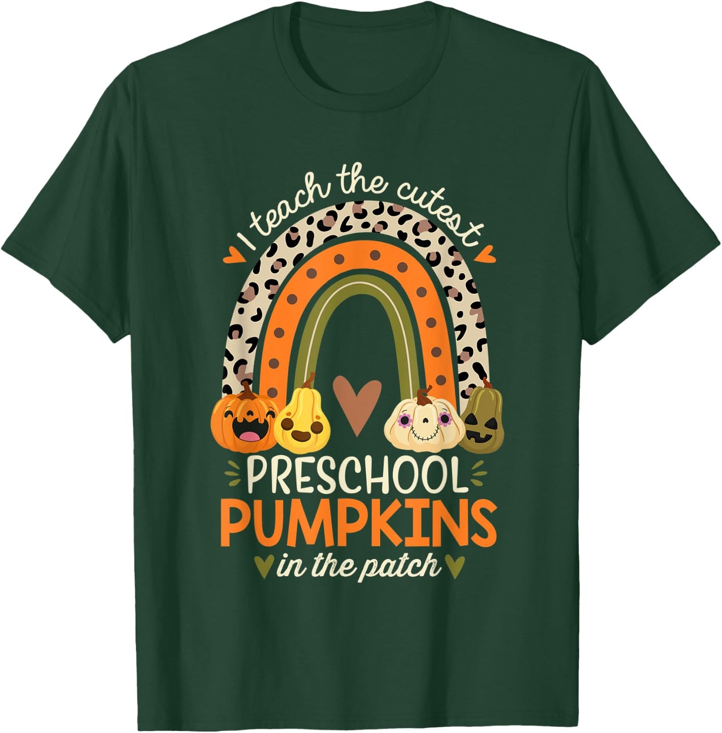 I Teach the Cutest Preschool Pumpkin Halloween Prek Teacher T-Shirt - T-Shirt | Forest
