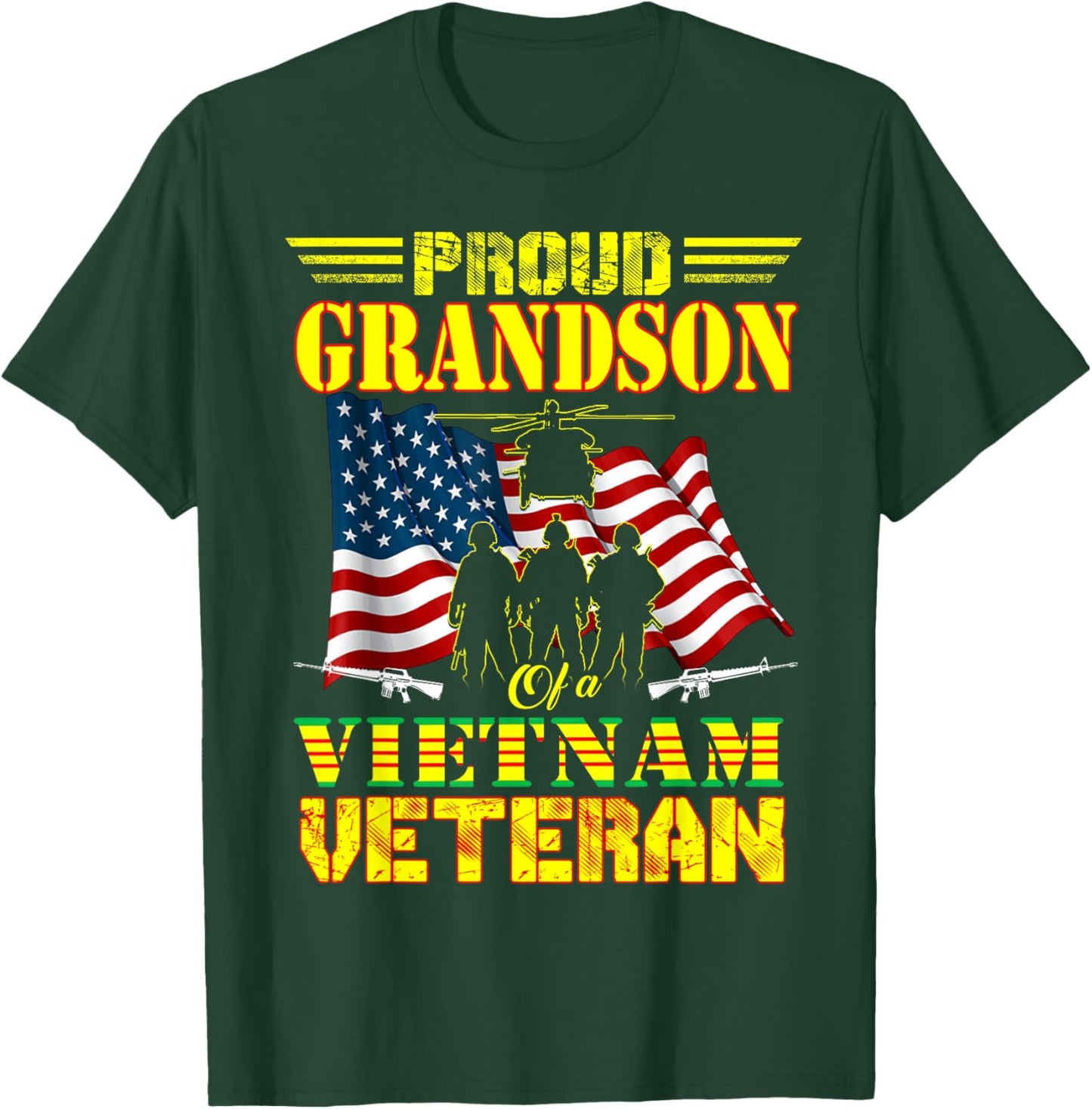 Proud Grandson Of A Vietnam Veteran Military Family T-Shirt - T-Shirt | Forest