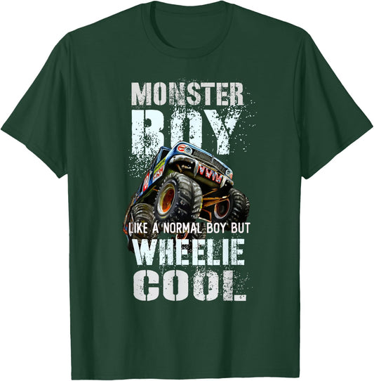 Vintage MONSTER BOY Family Birthday Bruh My Wheelie Cool Guy T-Shirt - T-Shirt | Forest