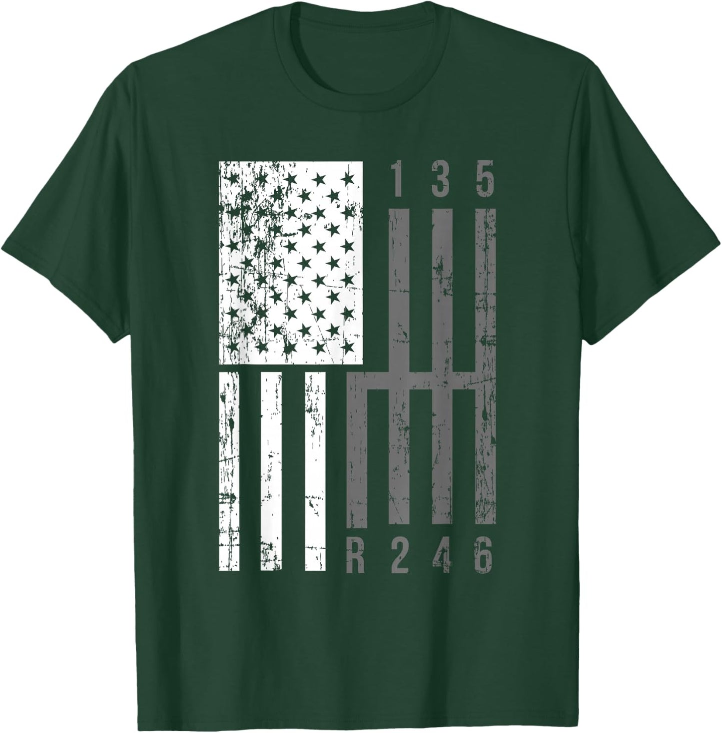 Funny Stick Shift USA Flag Muscle Car 6 Gears Mechanic Gift T-Shirt - T-Shirt | Forest