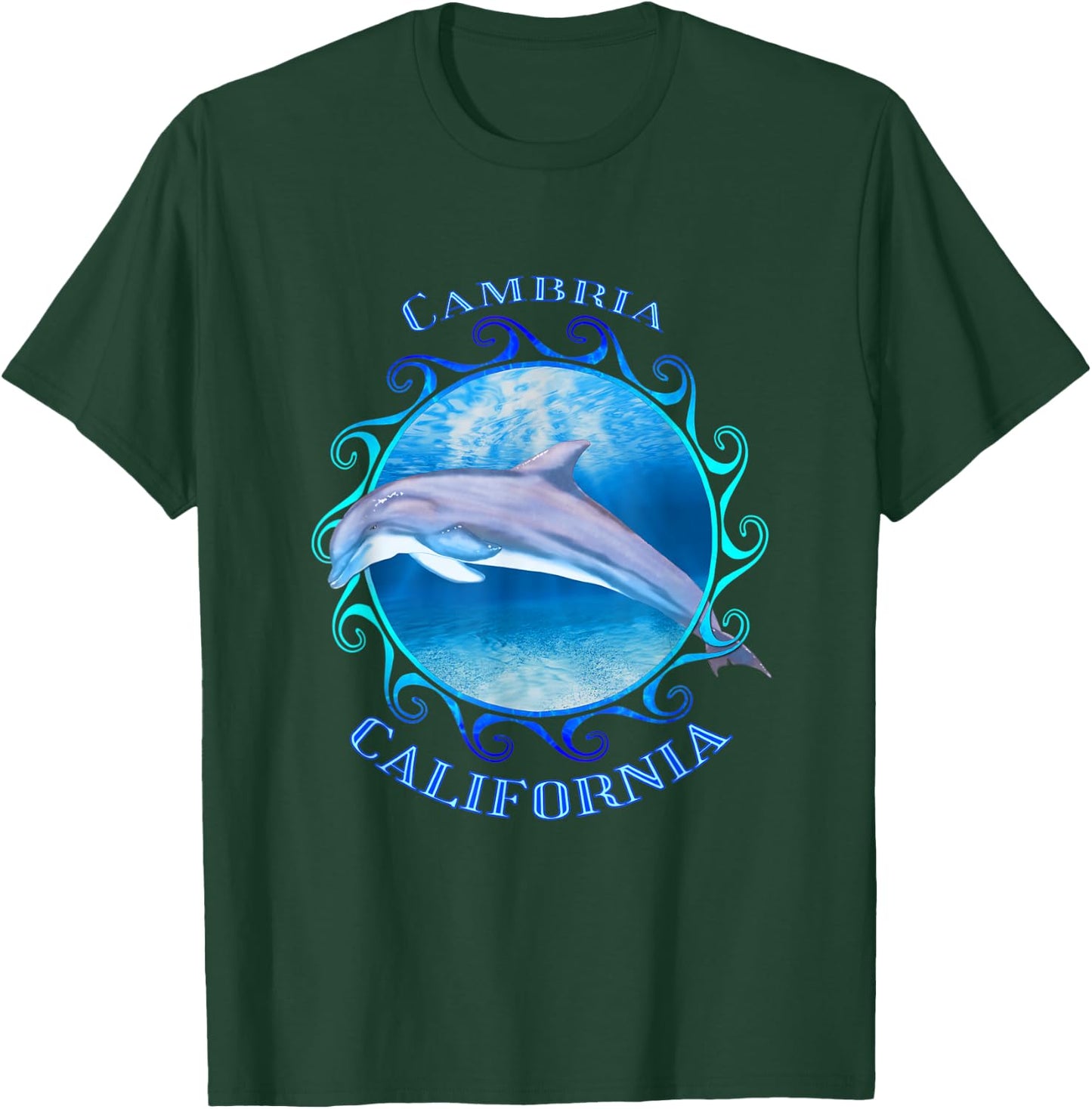Cambria California Vacation Souvenir Dolphin T-Shirt - T-Shirt | Forest