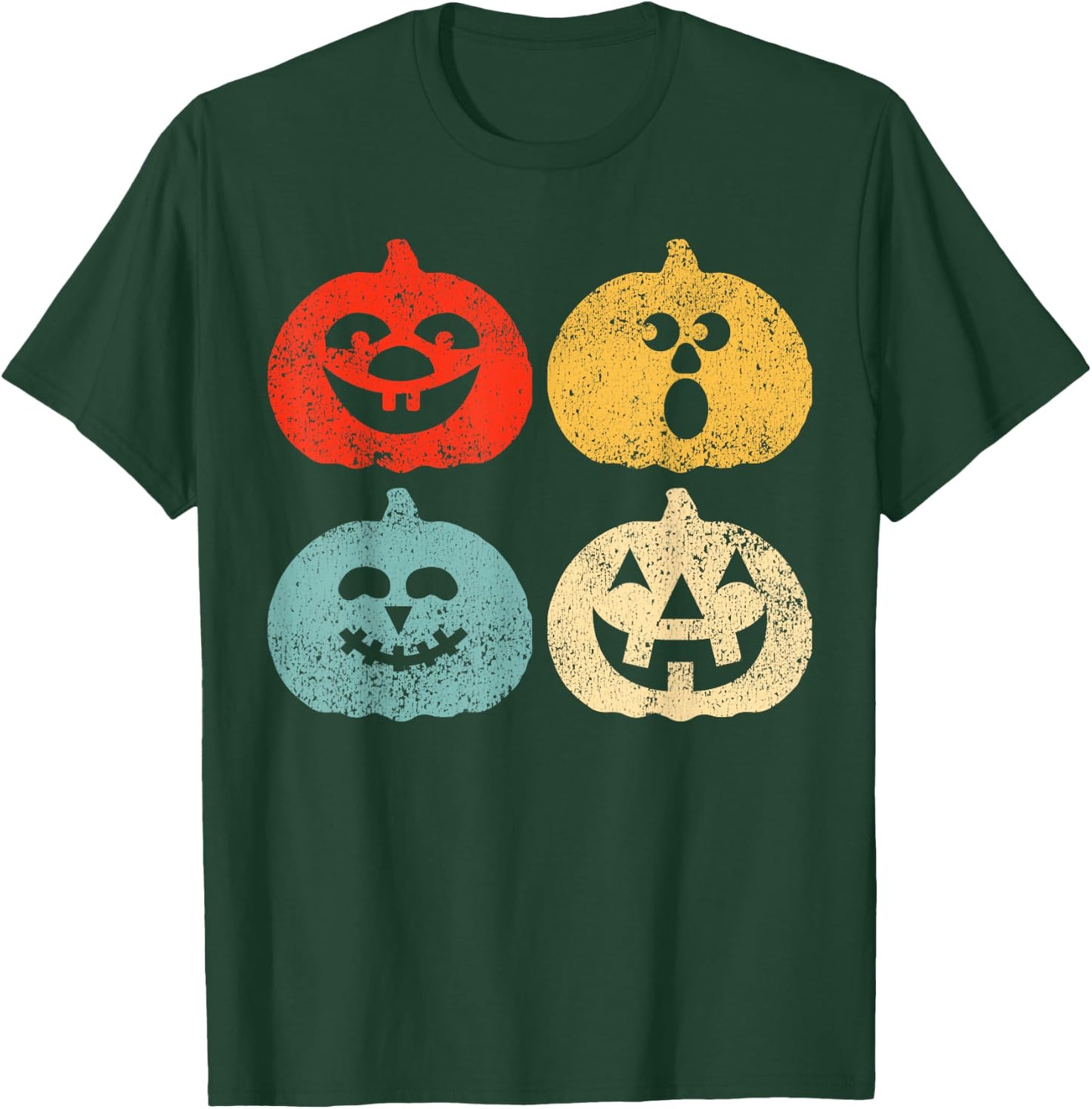 Vintage Halloween Pumpkin Women, Men, Kids, Funny Retro Gift T-Shirt - T-Shirt | Forest