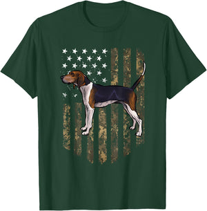Camo American Flag Treeing Walker Coonhound 4th of July USA T-Shirt - T-Shirt | Forest