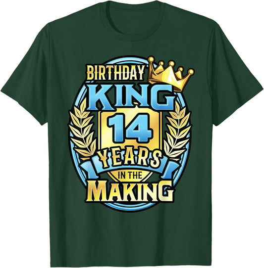 14th Birthday King Turning 14 Years Old B-day 14th Birthday T-Shirt - T-Shirt | Forest