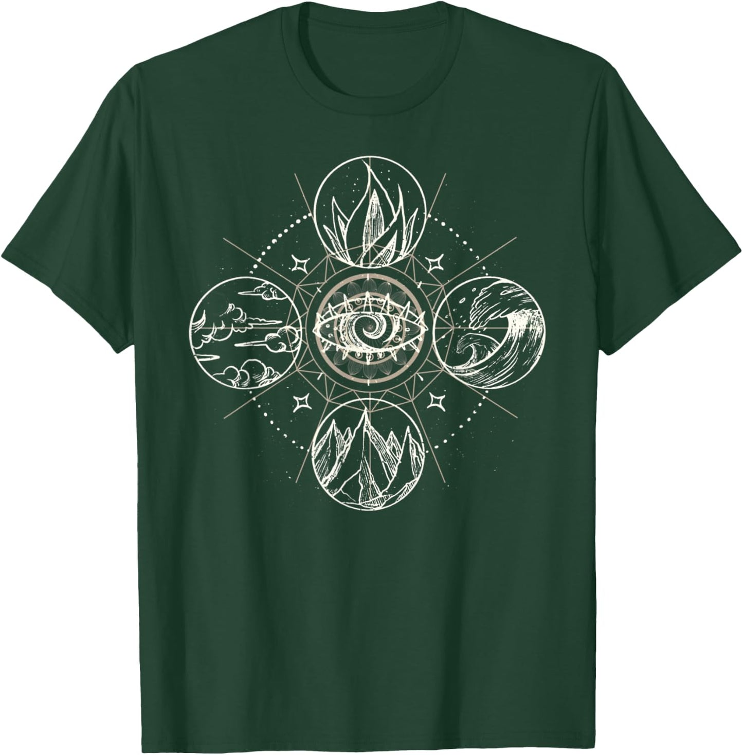 Four Elements Wind Earth Fire Water Nature T-Shirt - T-Shirt | Forest